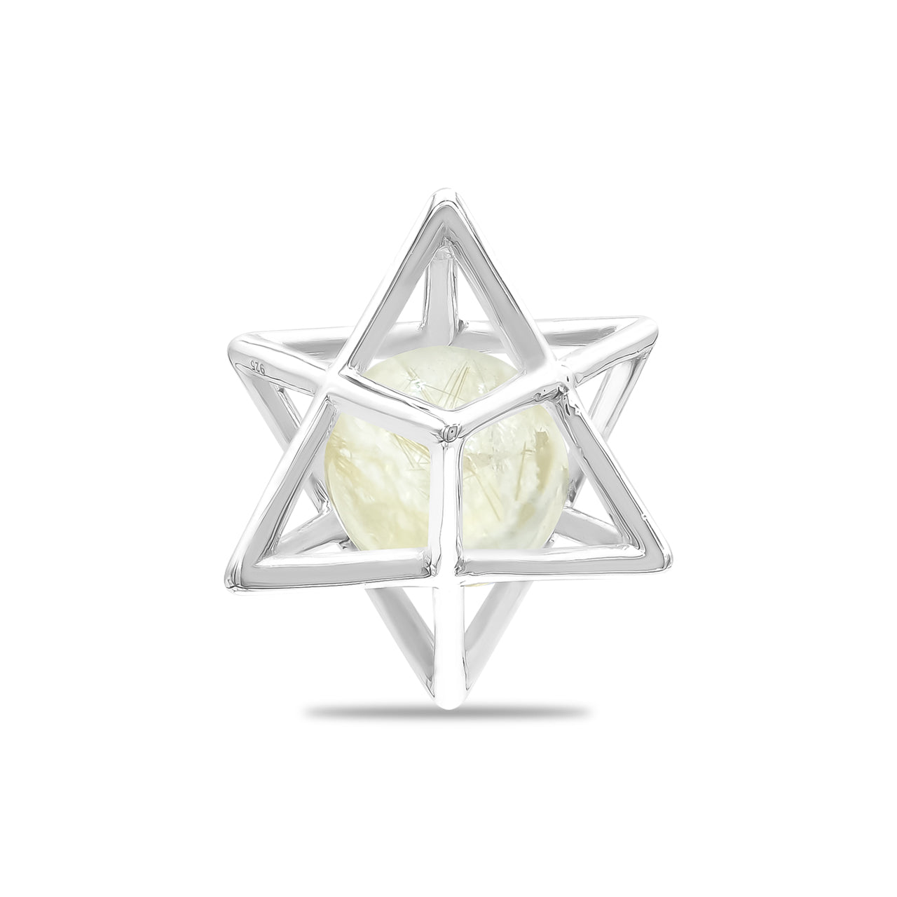 Starborn Merkabah Small Cage Gemstone Sphere Pendant in Sterling Silver