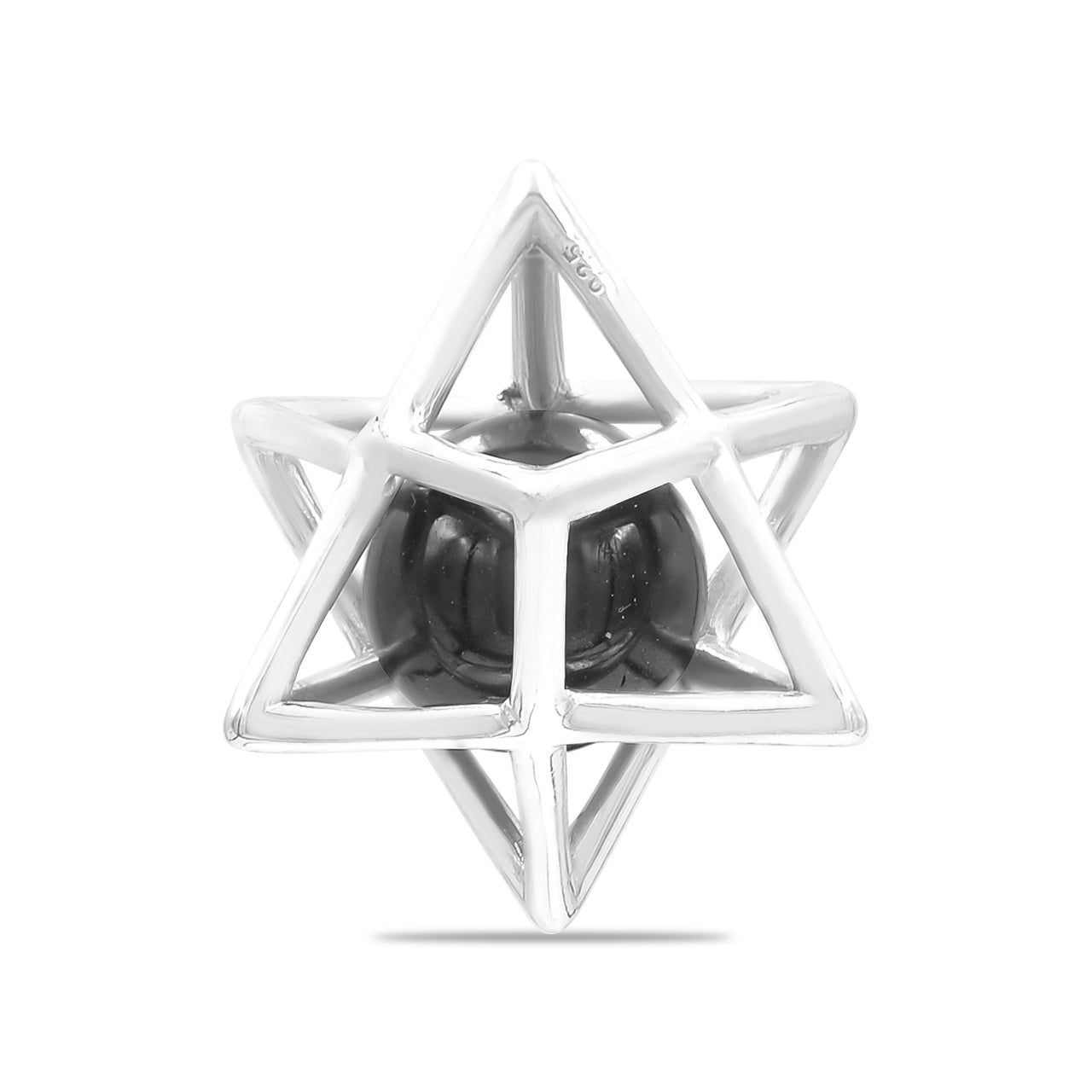 Starborn Merkabah Large Cage Gemstone 12 mm Sphere Pendant in Sterling Silver