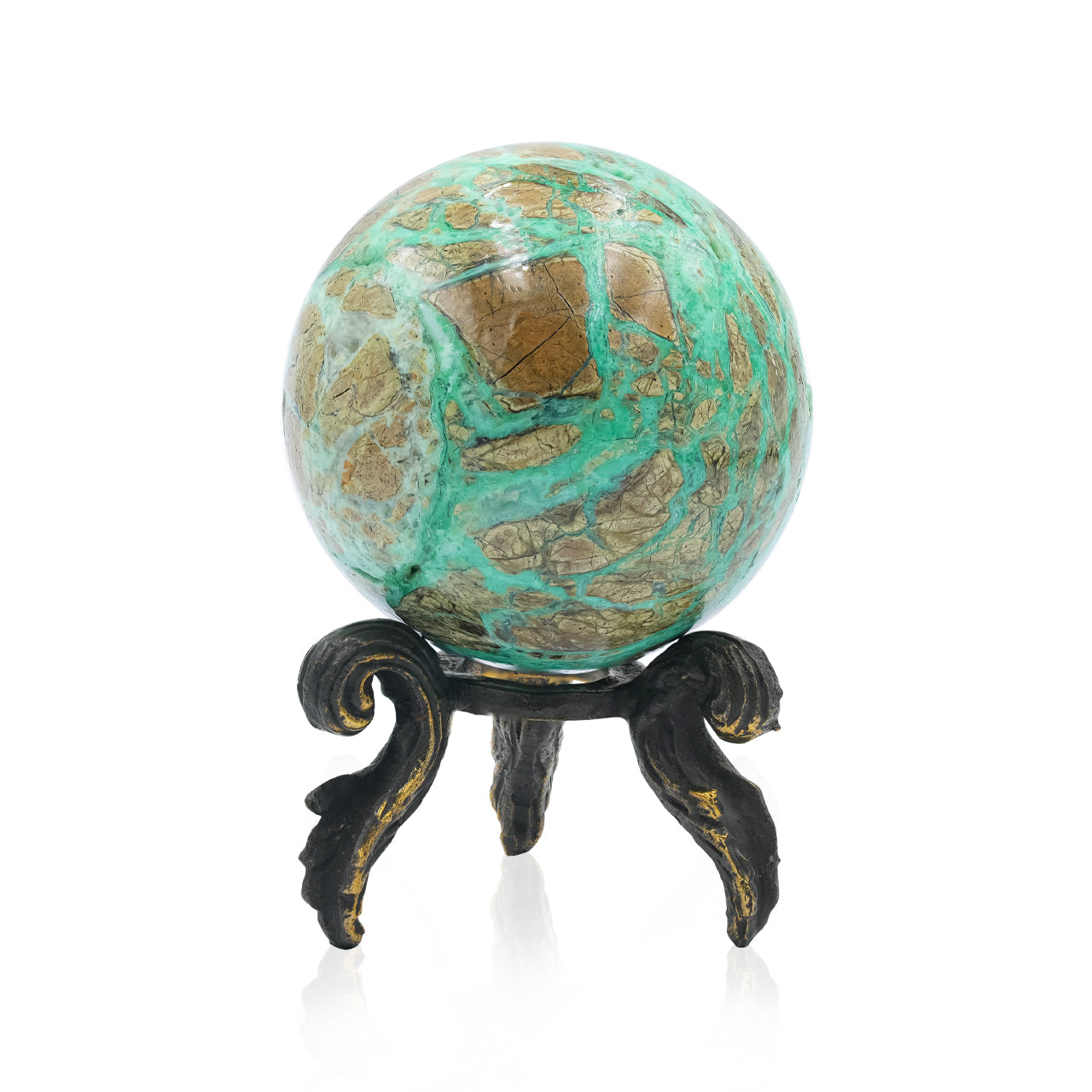 Smithsonite Sphere Display with Brass Stand - Small