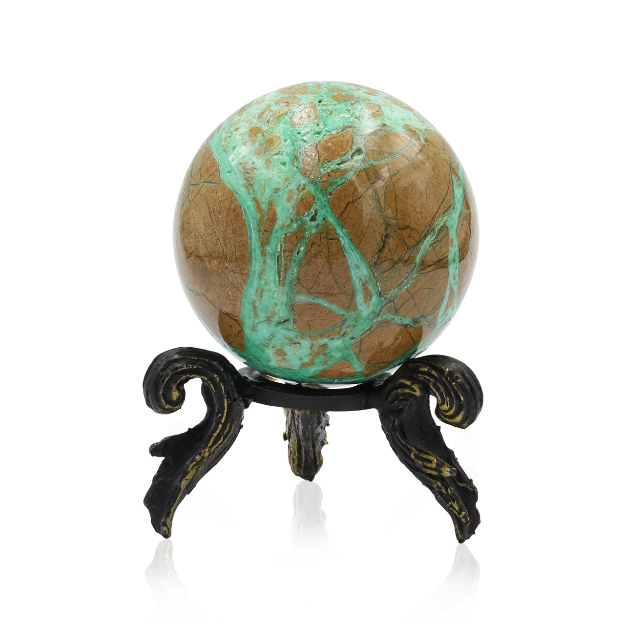 Smithsonite Sphere Display with Brass Stand-Medium