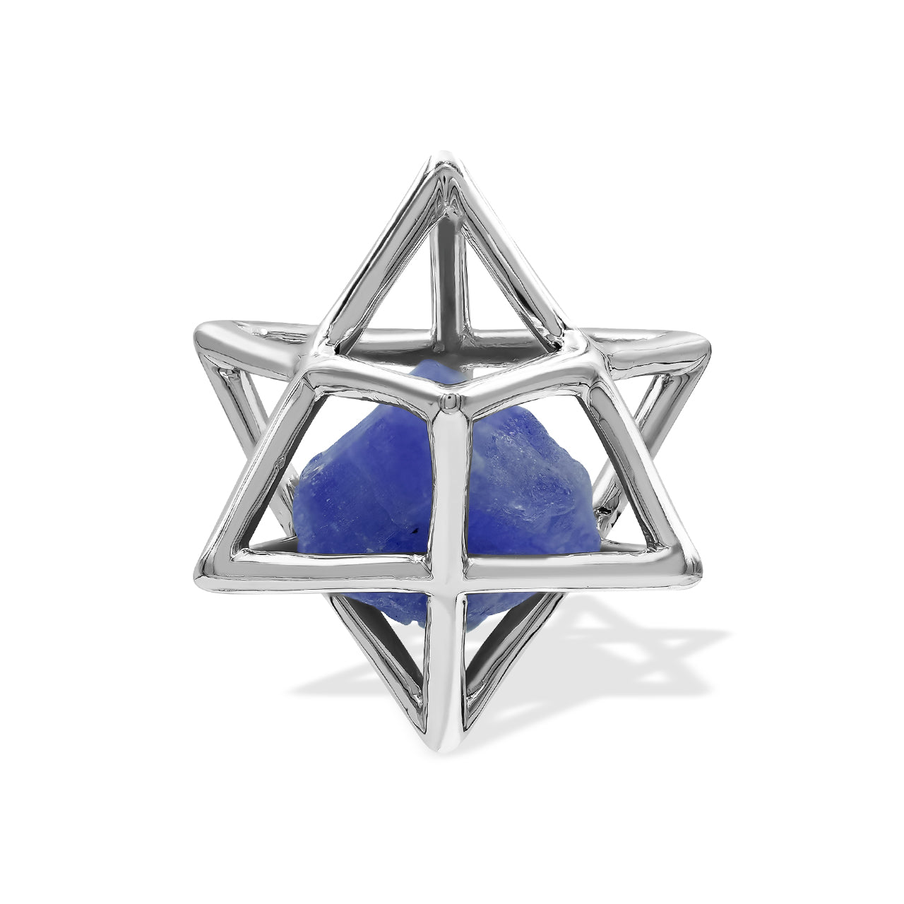 Starborn Merkabah Medium Cage Rough Gemstone Pendant in Sterling Silver