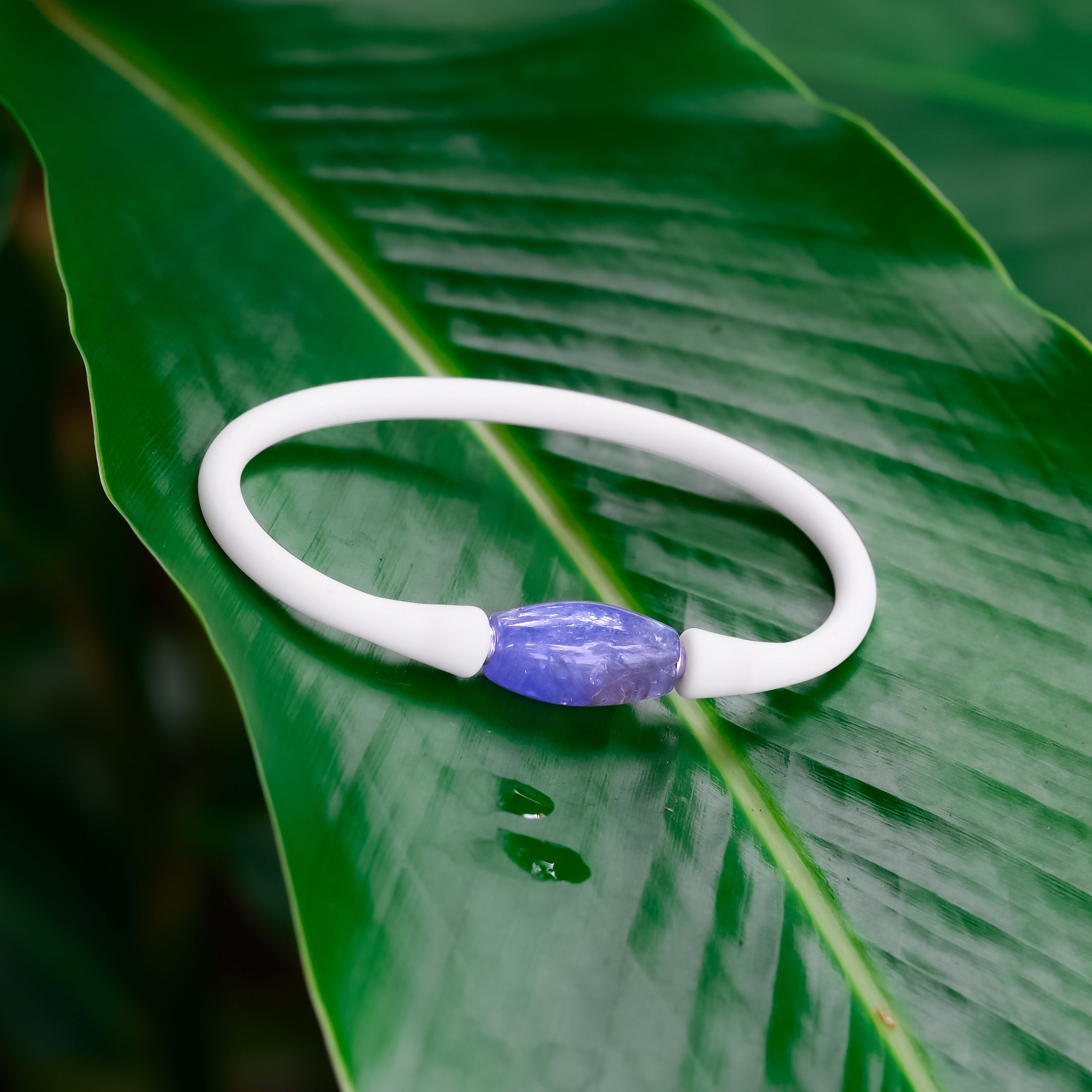 Starborn Tanzanite Drum Bead Bracelet on Silicone Band