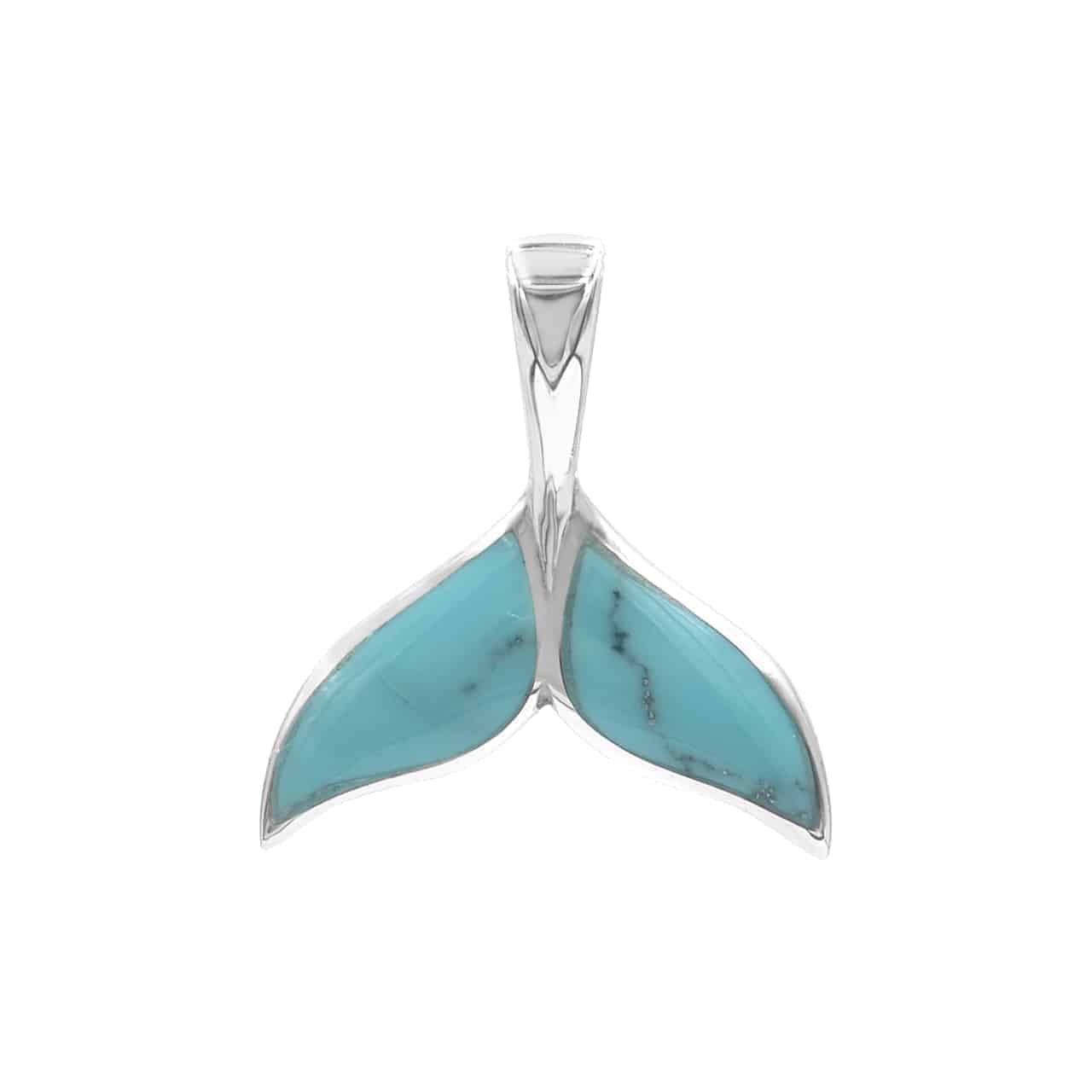 Starborn Sleeping Beauty Turquoise Whale Tail Pendant in Sterling Silver