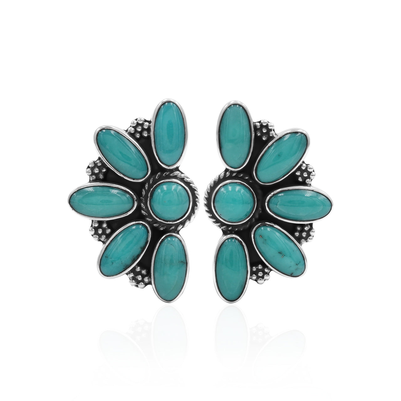 Campitos Turquoise Half Flower Post Earrings