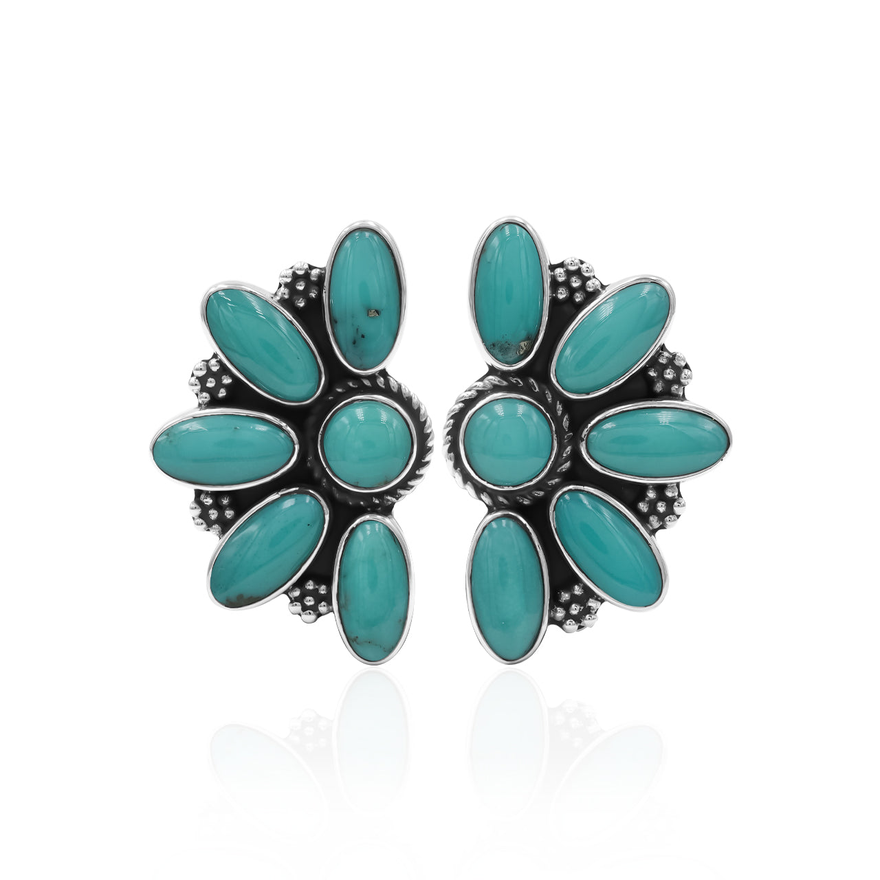 Campitos Turquoise Half Flower Post Earrings