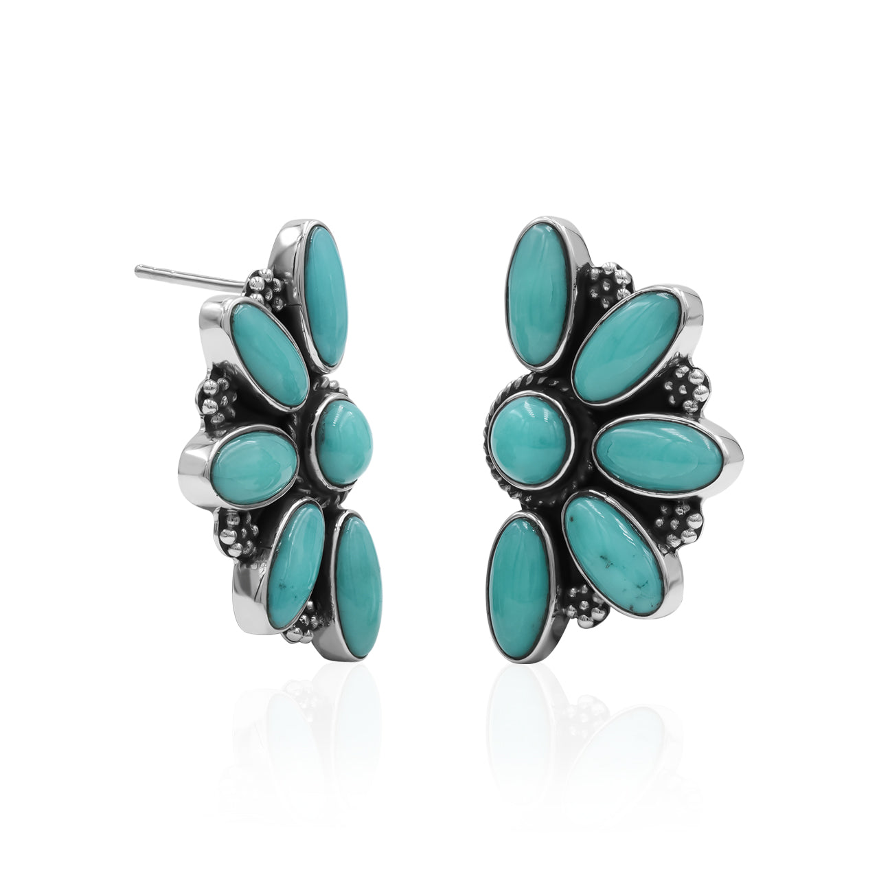 Campitos Turquoise Half Flower Post Earrings