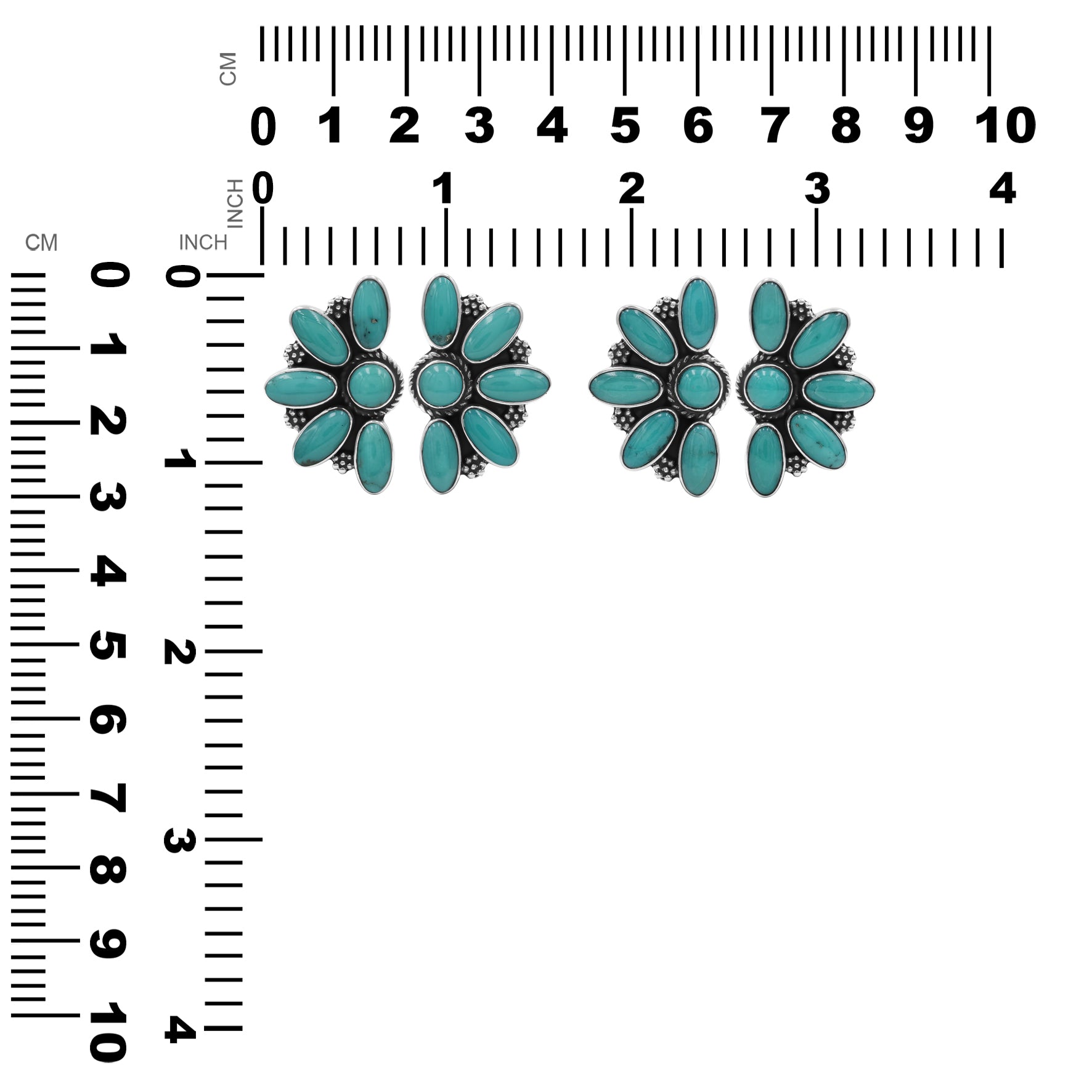 Campitos Turquoise Half Flower Post Earrings