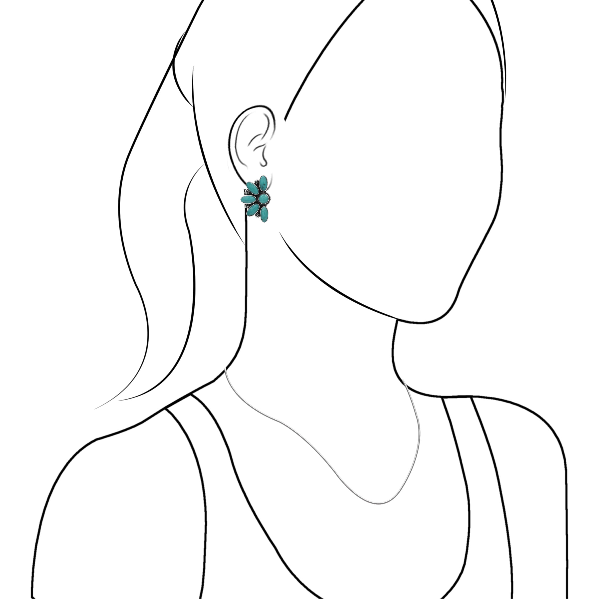 Campitos Turquoise Half Flower Post Earrings