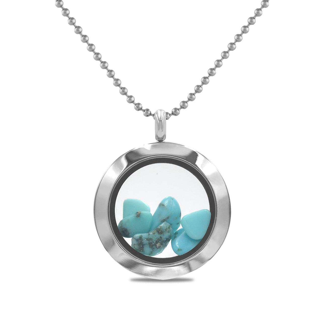 Starborn Gemstone Window Pendant Necklace in Stainless Steel