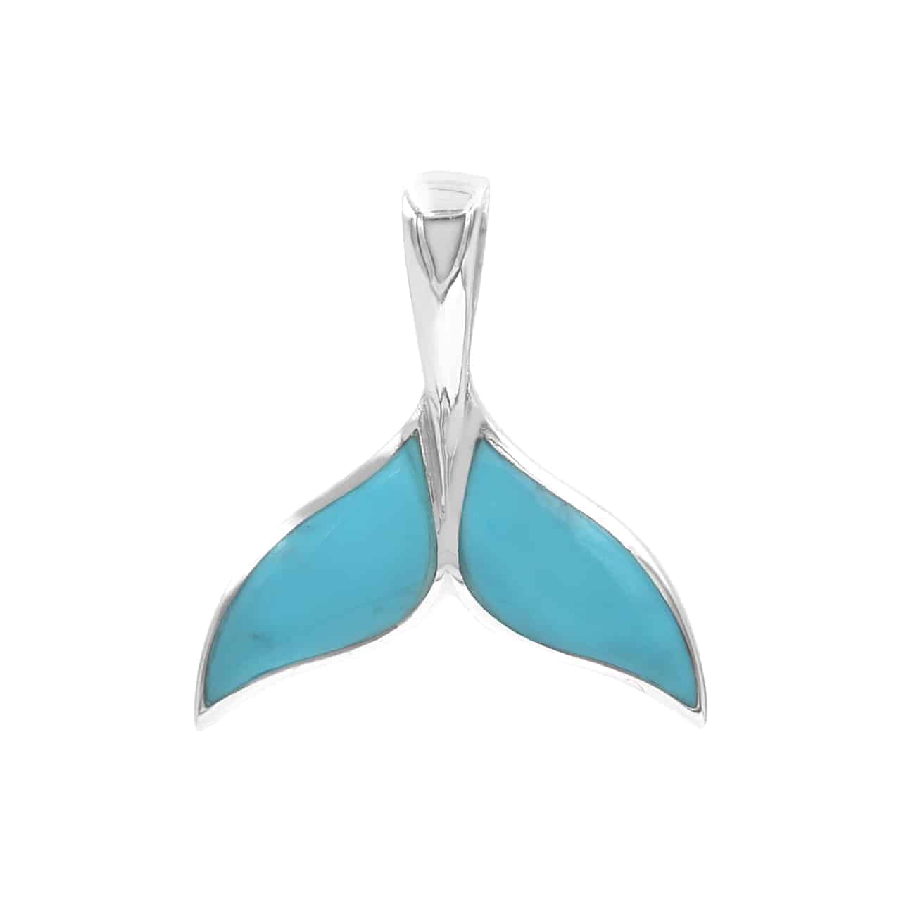 Starborn Sleeping Beauty Turquoise Whale Tail Pendant in Sterling Silver