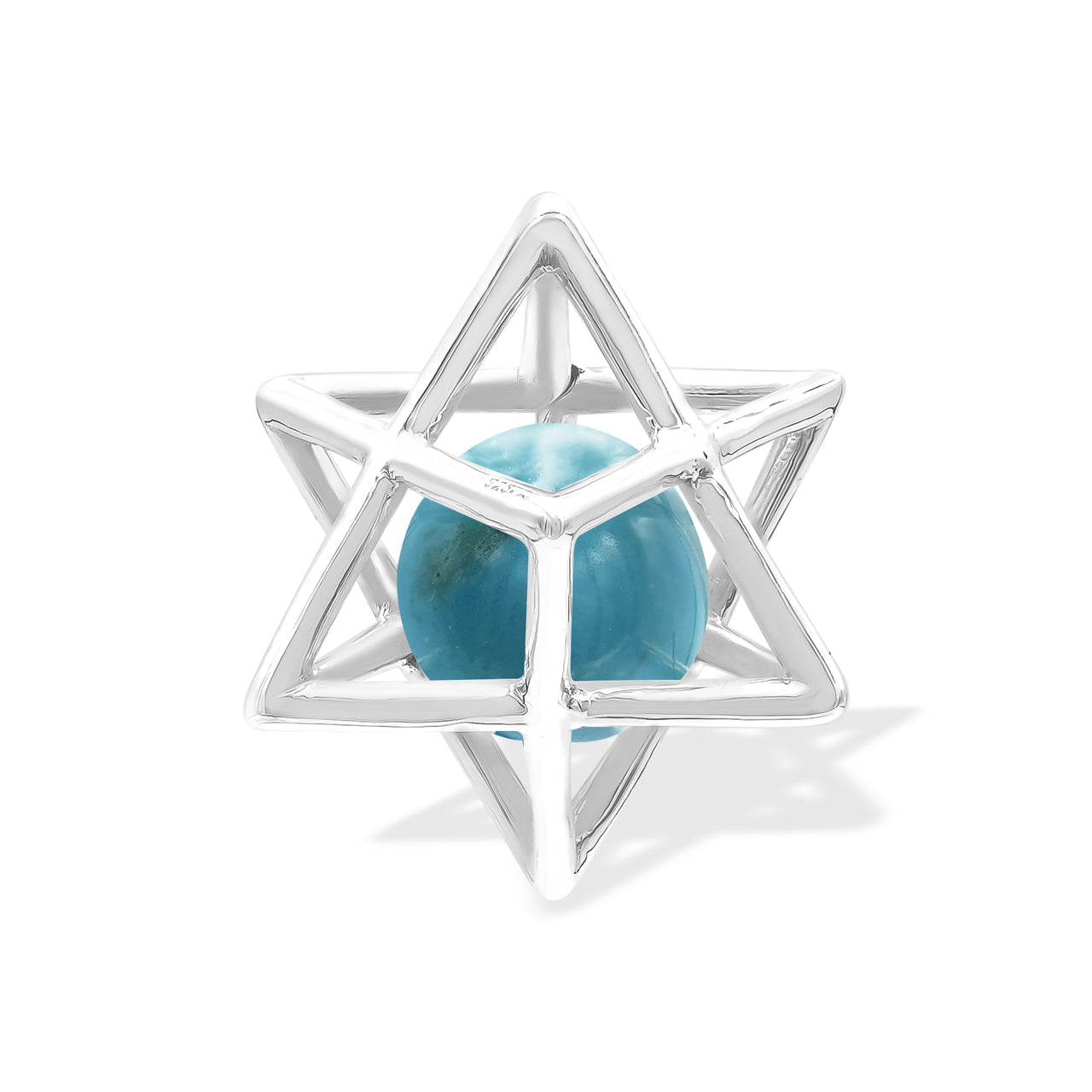 Starborn Merkabah Medium Cage Gemstone Sphere Pendant in Sterling Silver