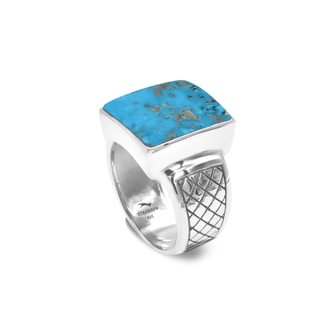 Starborn Persian Turquoise Men’s Style Ring in Sterling Silver