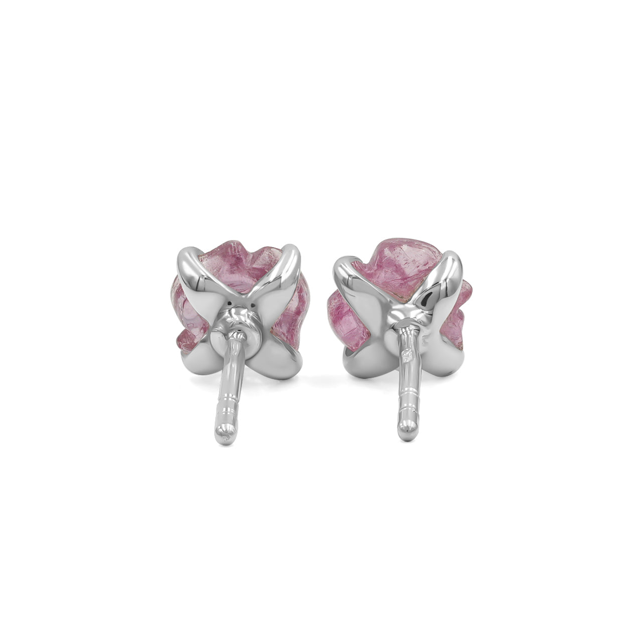 Carved Tourmalien Rose Flower Post Earring