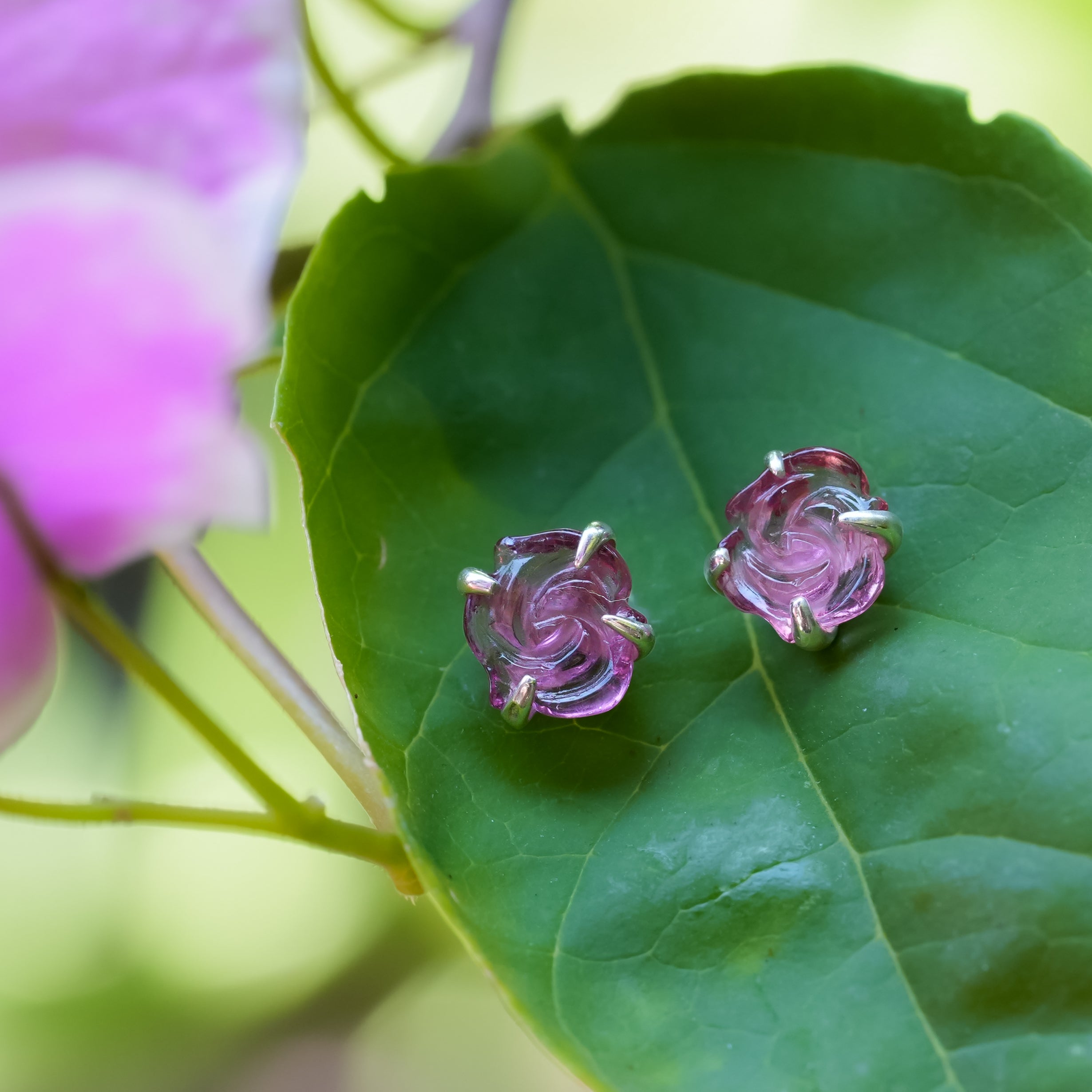 Pink Tourmaline Post Earring