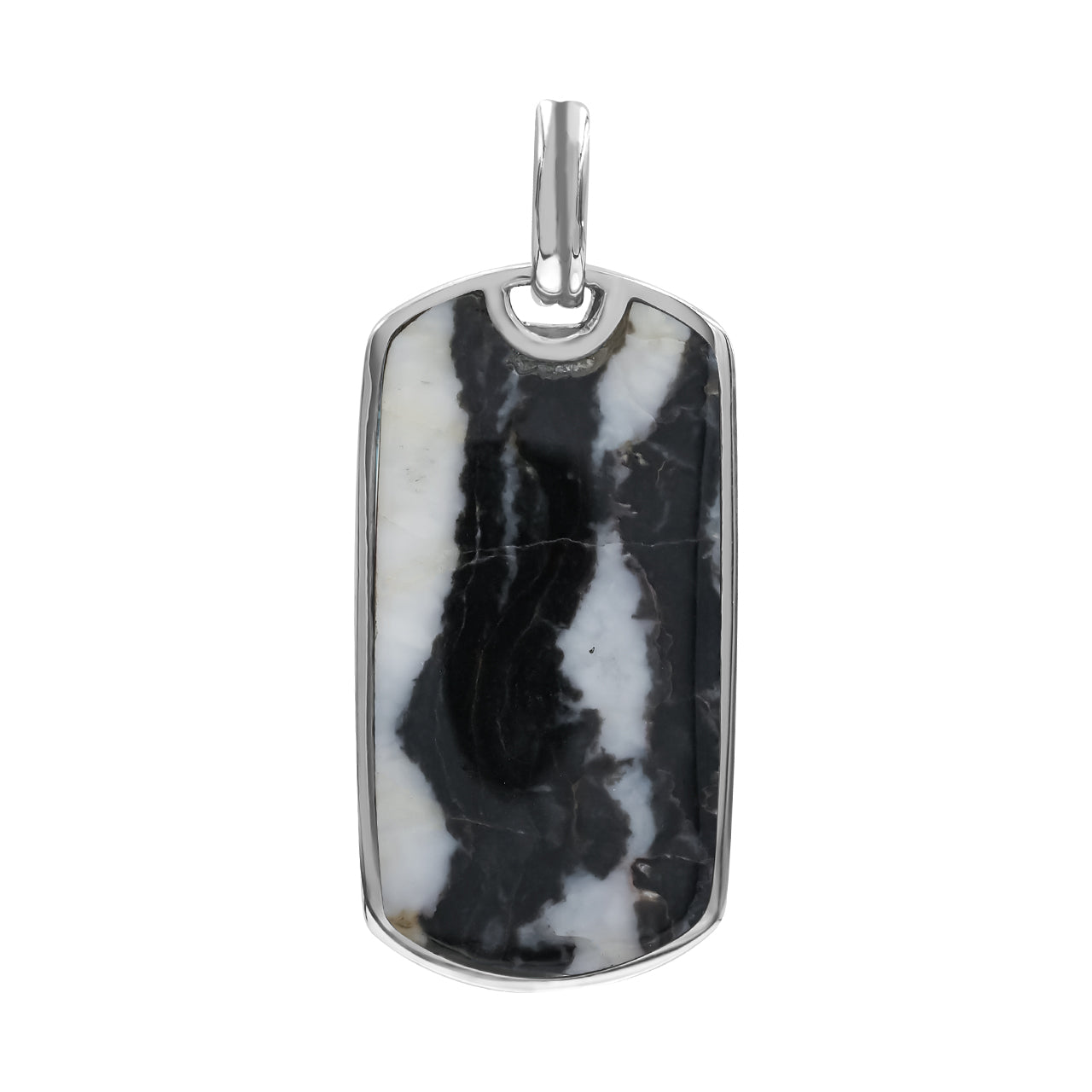 White Buffalo Dog-Tag Pendant in Sterling Silver