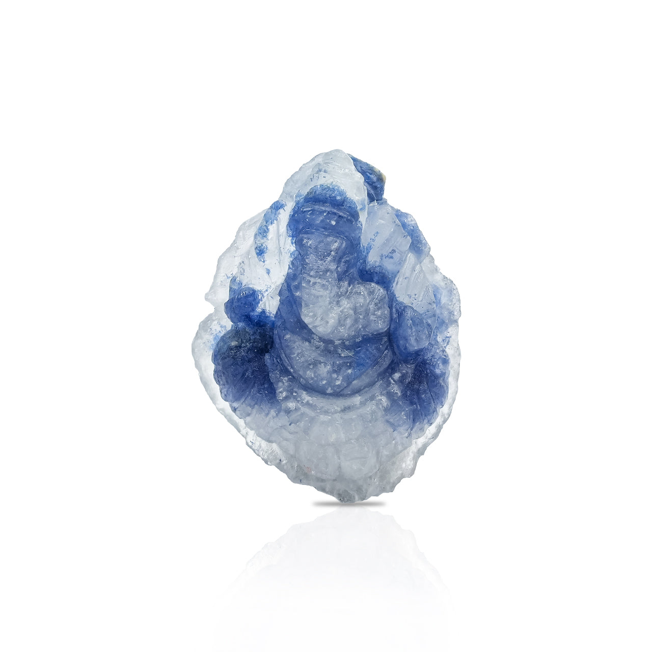 Blue Dumortierite in Quartz Crystal Ganesh Carving