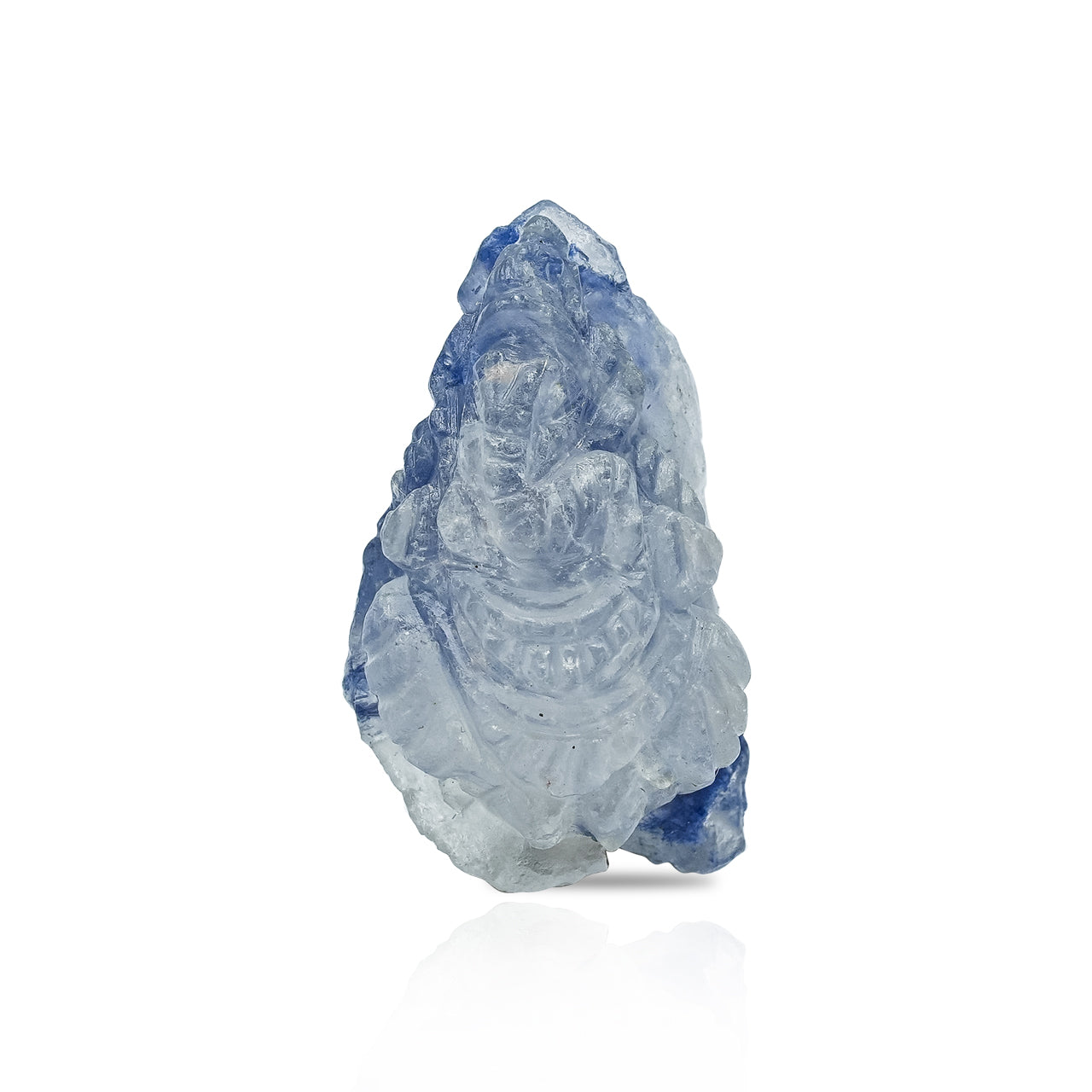 Blue Dumortierite in Quartz Crystal Ganesh Carving