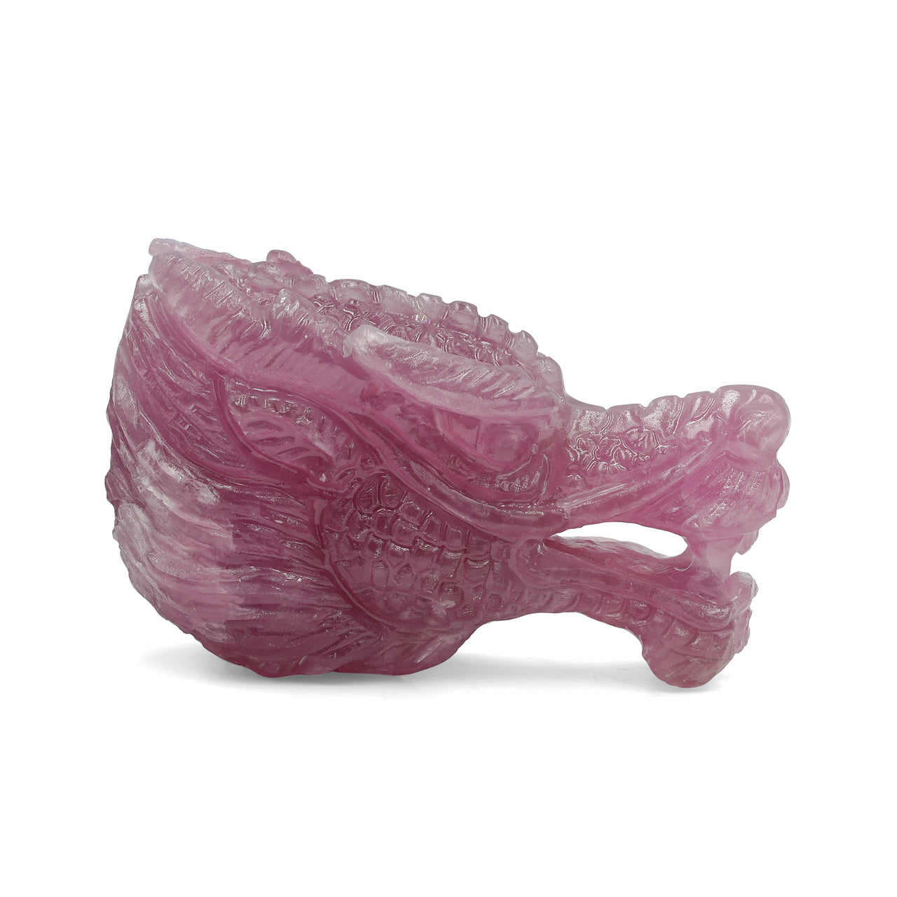 Hand Carved Pink Cobalto Calcite Dragon Head Carving 200 cts