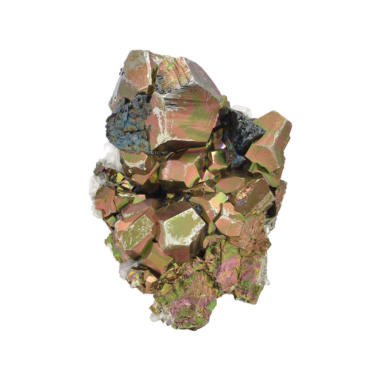 Rainbow Pyrite on Quartz Crystal Specimen 227.5 carats