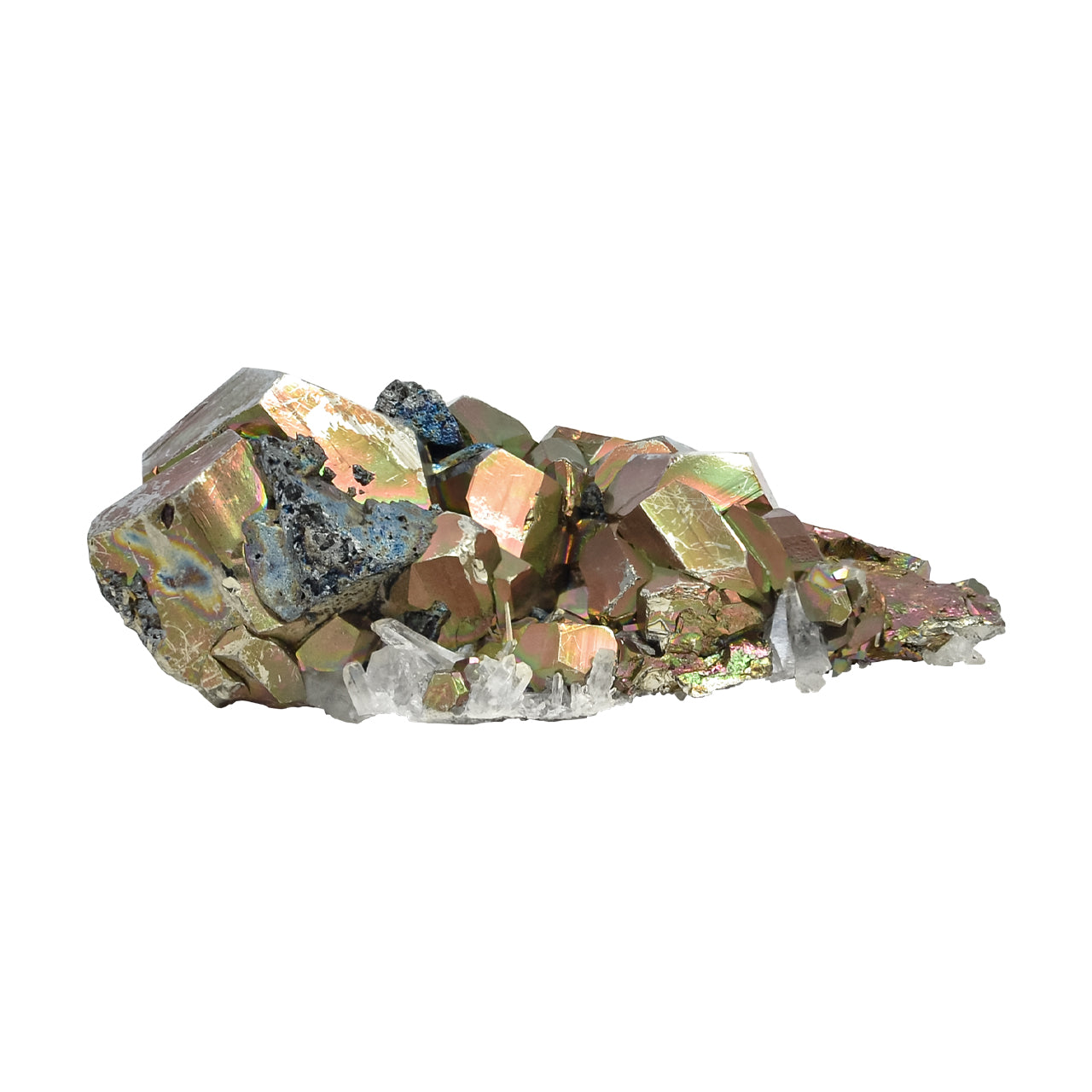 Rainbow Pyrite on Quartz Crystal Specimen 227.5 carats