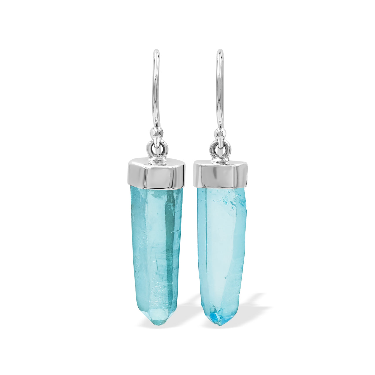 Aqua Aura Quartz Crystal Earring