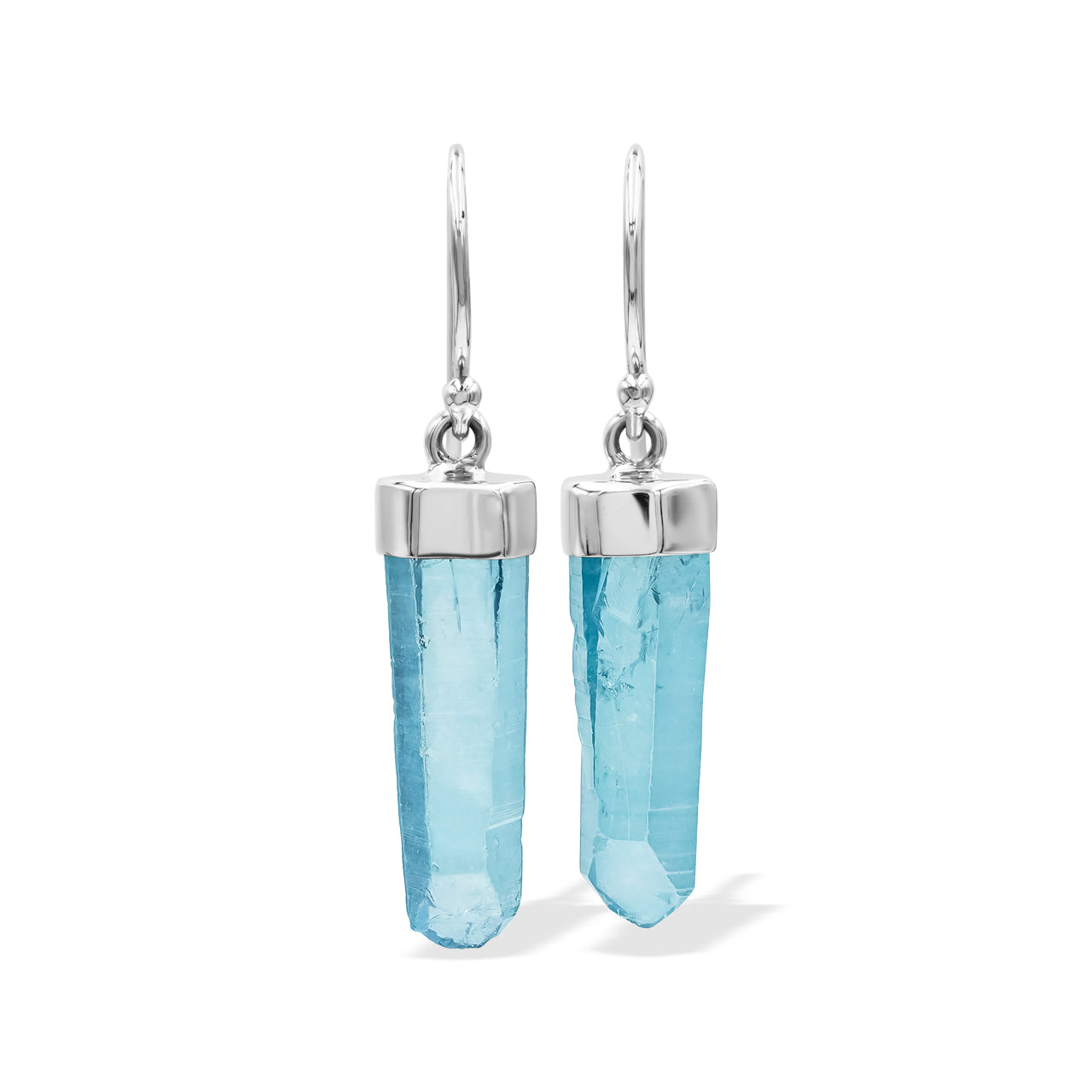 Aqua Aura Quartz Crystal Earring