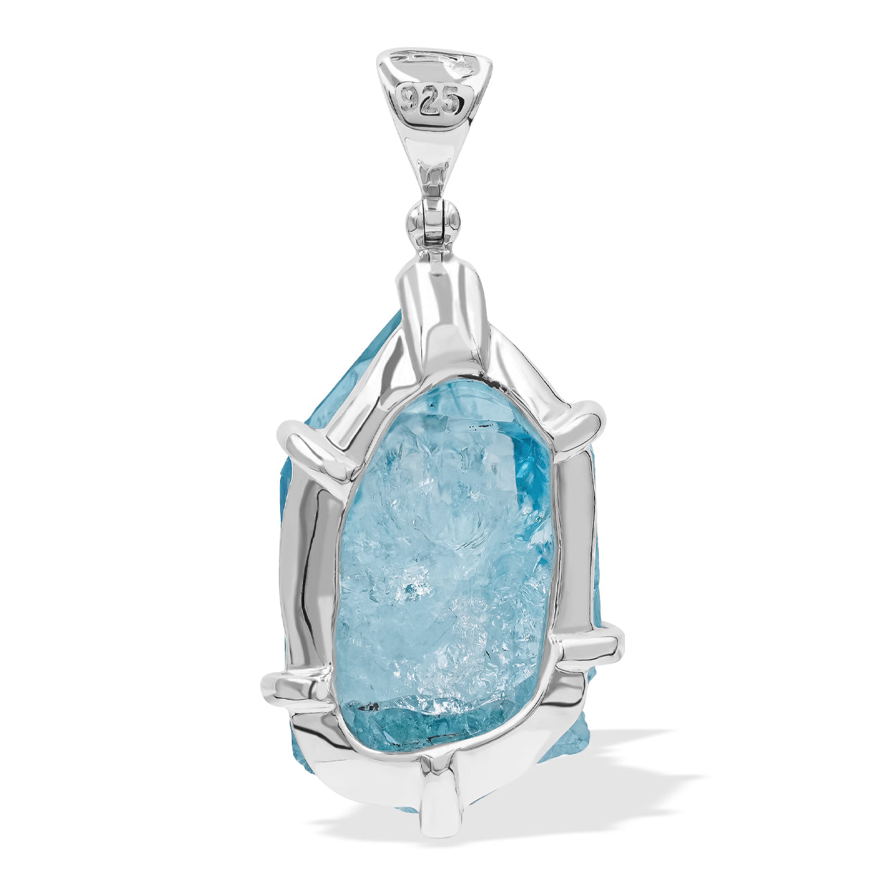 Captivating Aqua Aura Quartz Crystal Prong Set Pendant