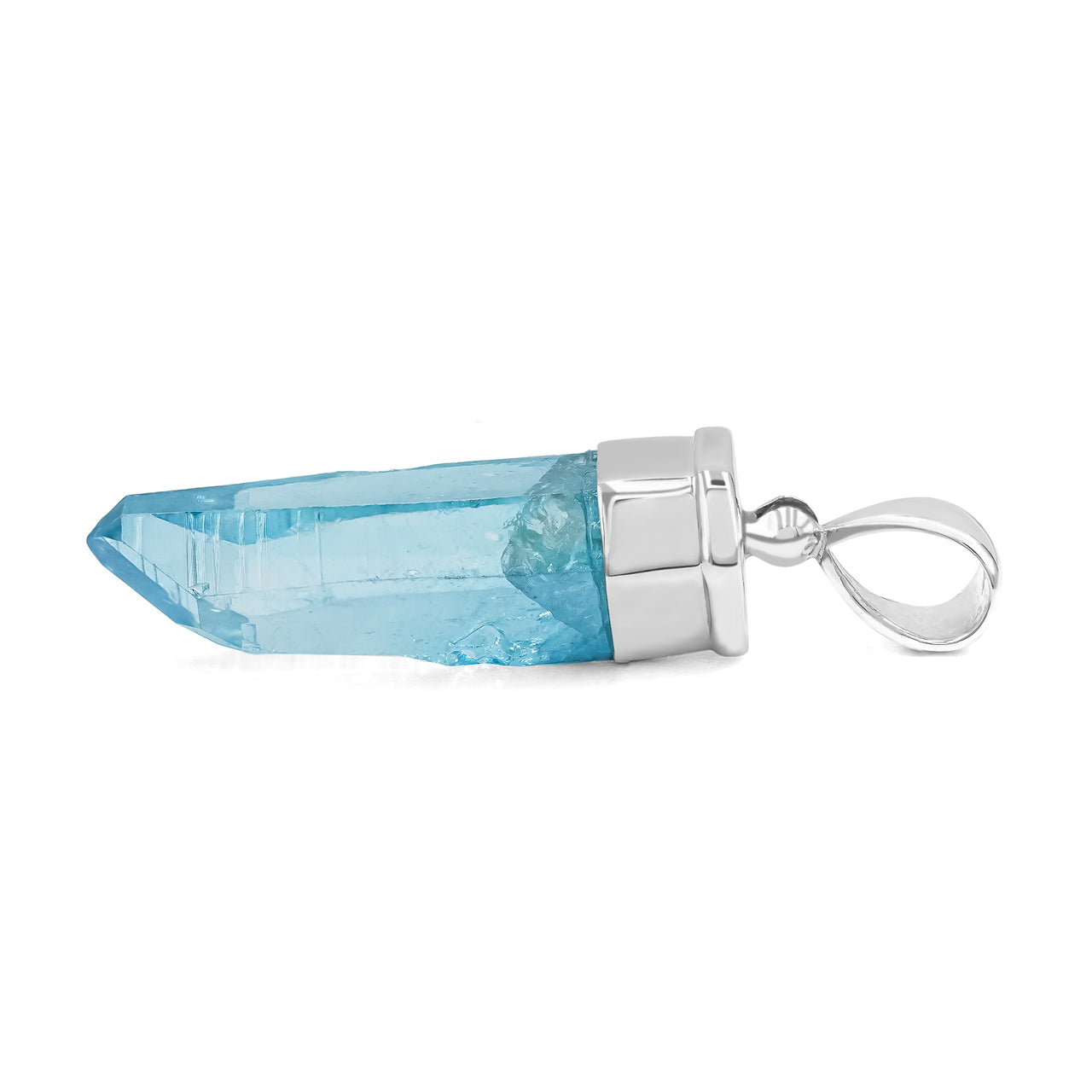 Fascinating Aqua Aura Quartz Crystal Pendant