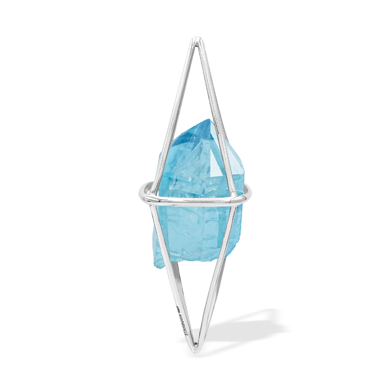 Aqua Aura Quartz Crystal Cage Pendant