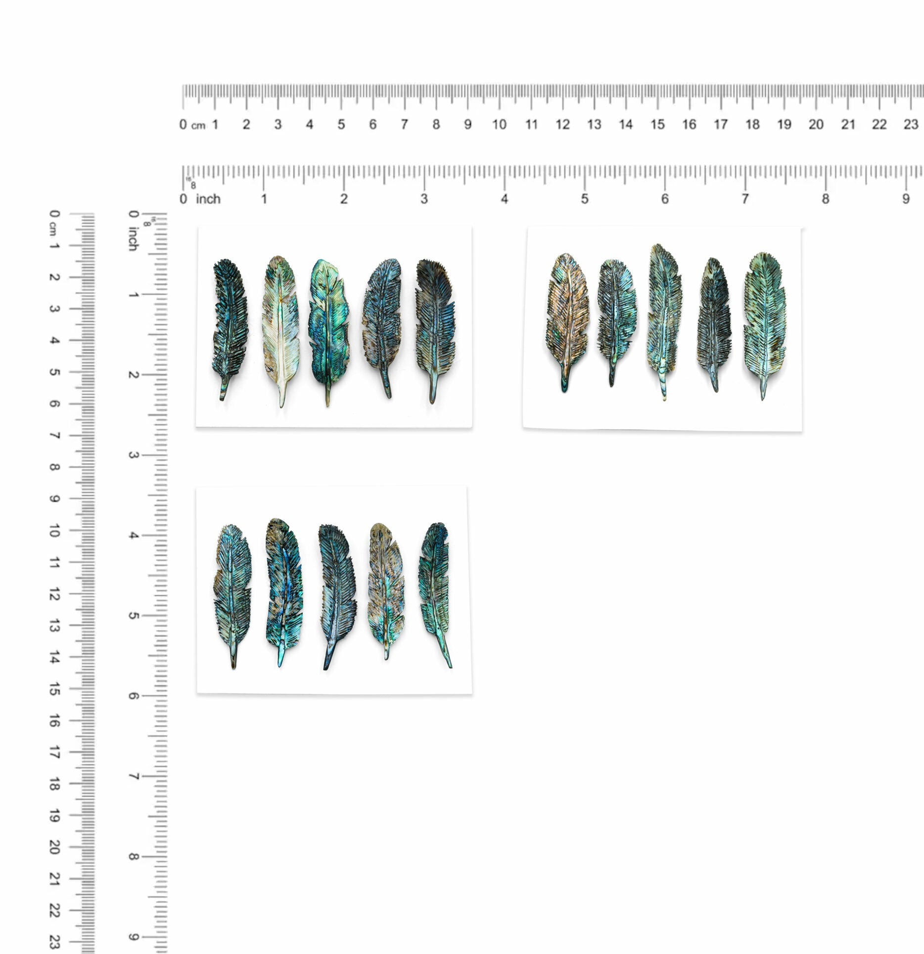 Abalone Shell Feather Carving - 5 Pieces