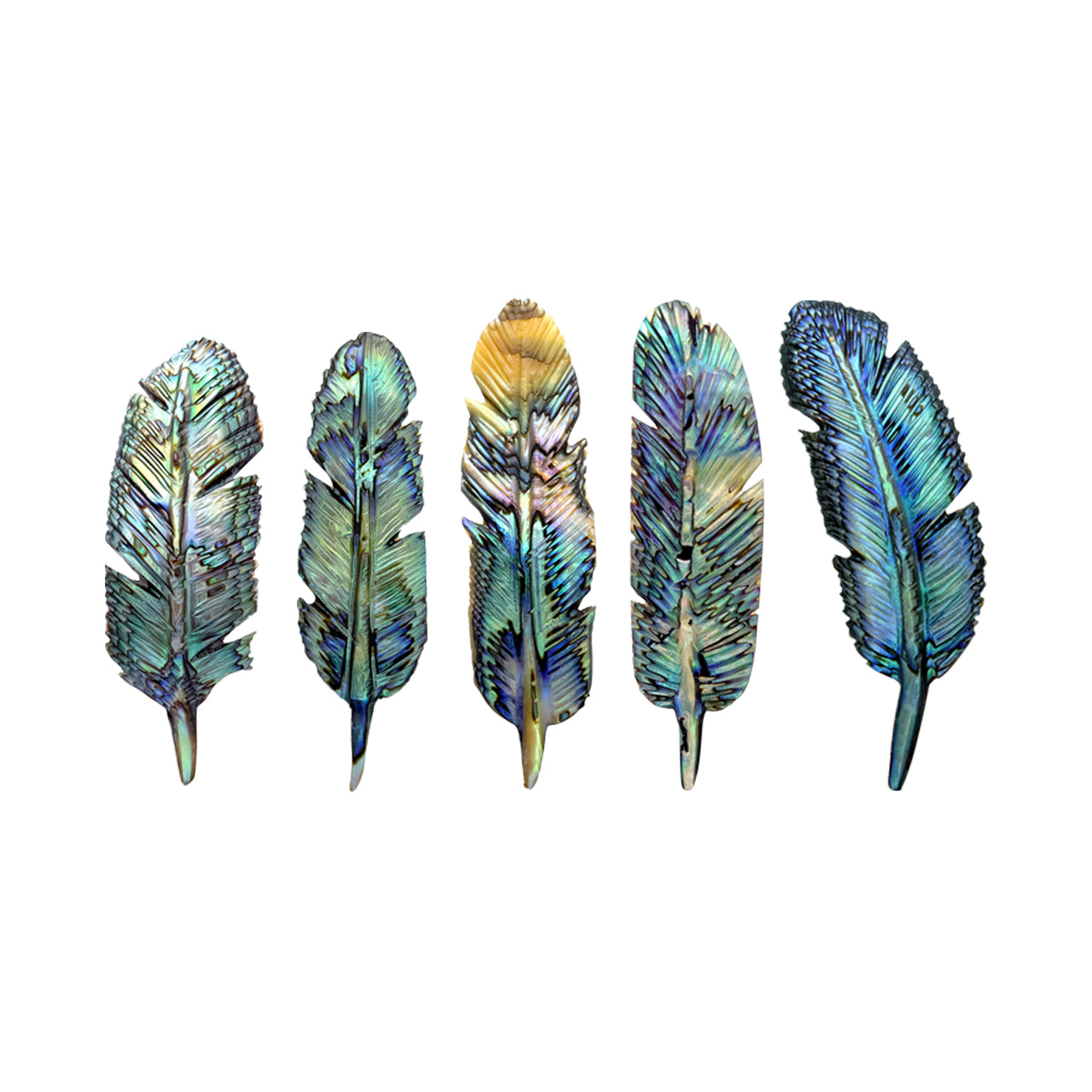 Hand Carved Abalone Shell Feathers 30-35 mm