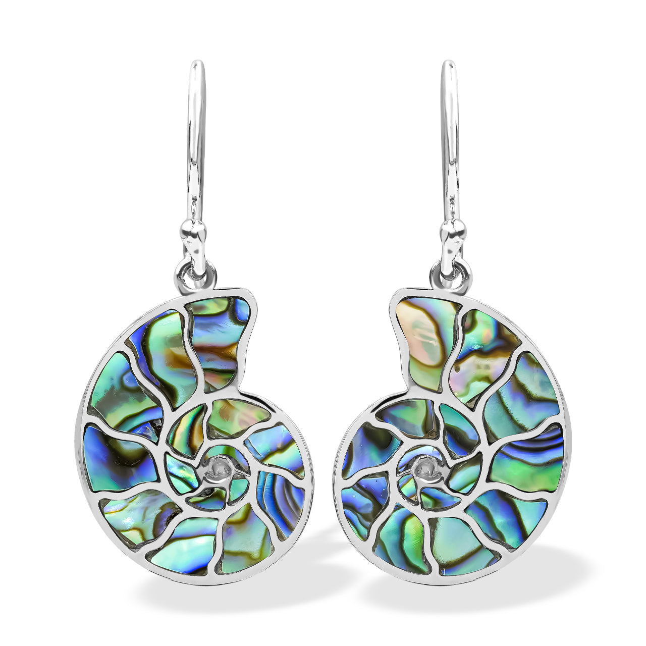 Abalone Shell Inlay Ammonite Earrings