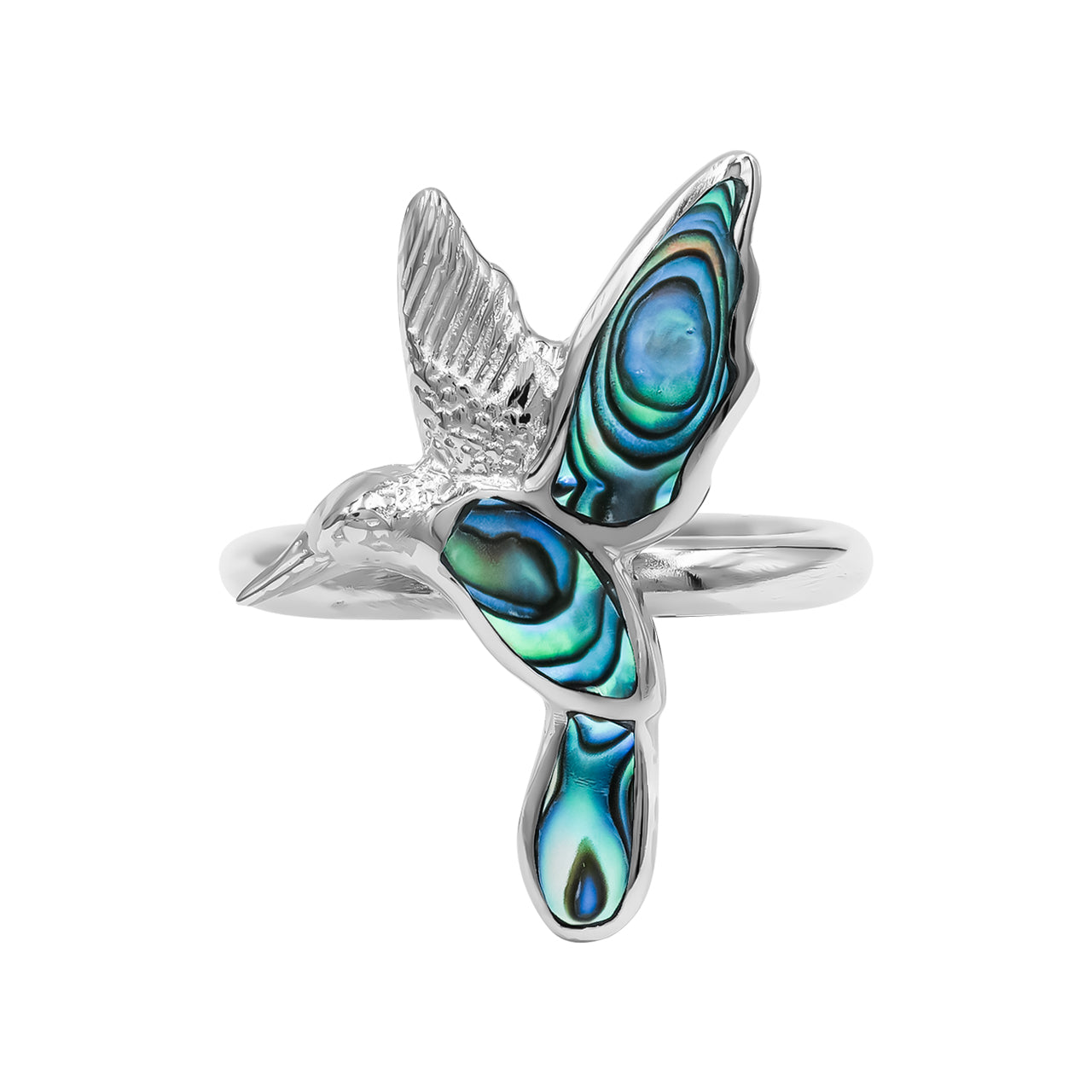 Abalone Shell Hummingbird Ring