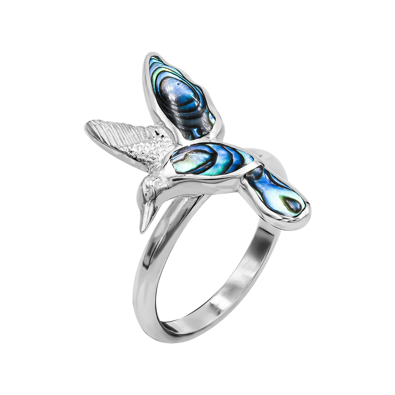 Abalone Shell Hummingbird Ring