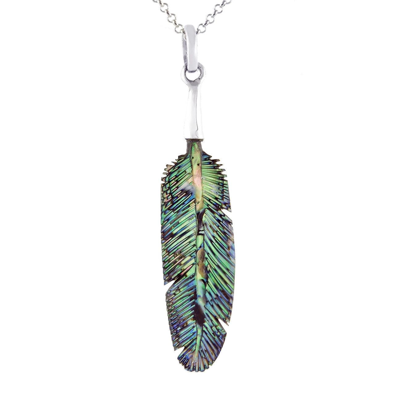 Abalone Shell Feather Carving Jewelry Set