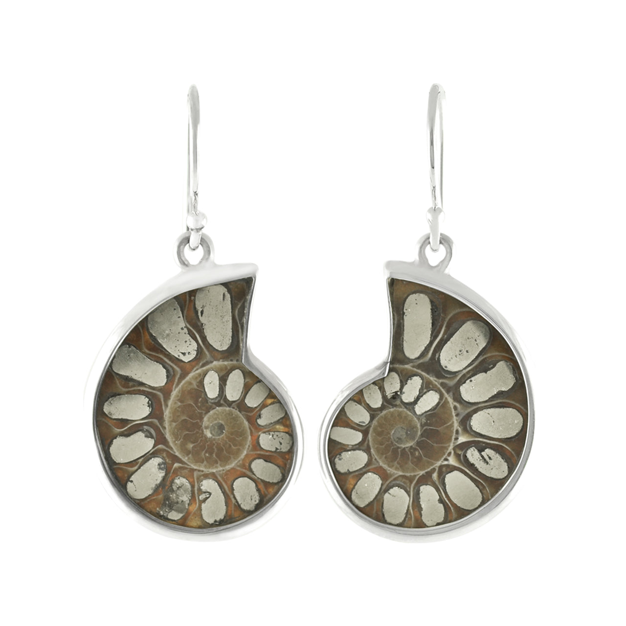 Ammonite with Pyrite Inlay Earrings