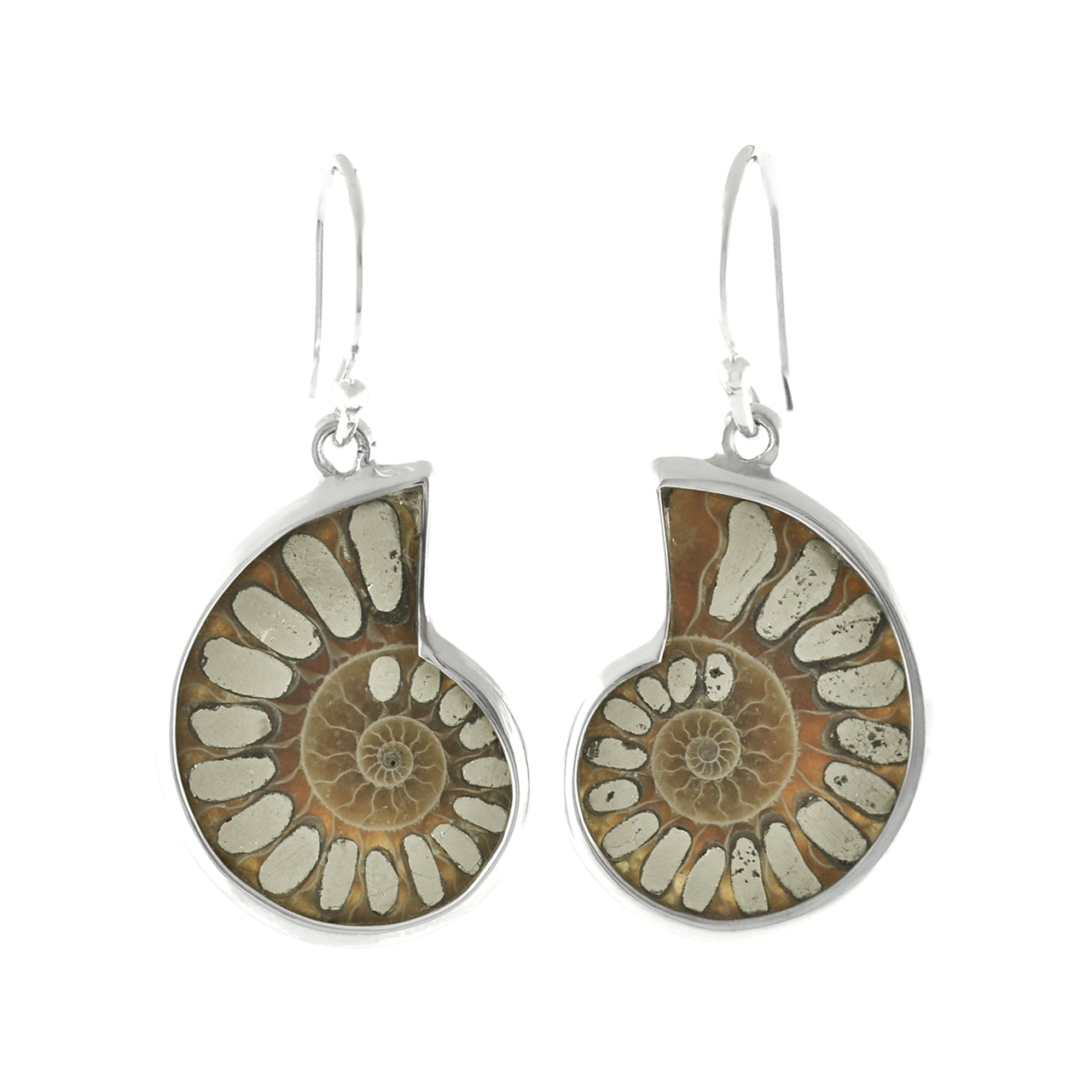 Ammonite with Pyrite Inlay Earrings