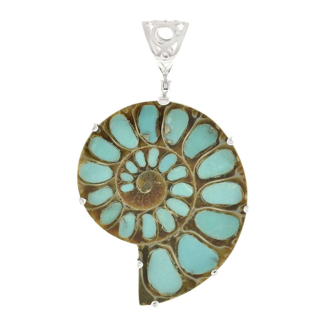 Ammonite with Turquoise Inlay Pendant