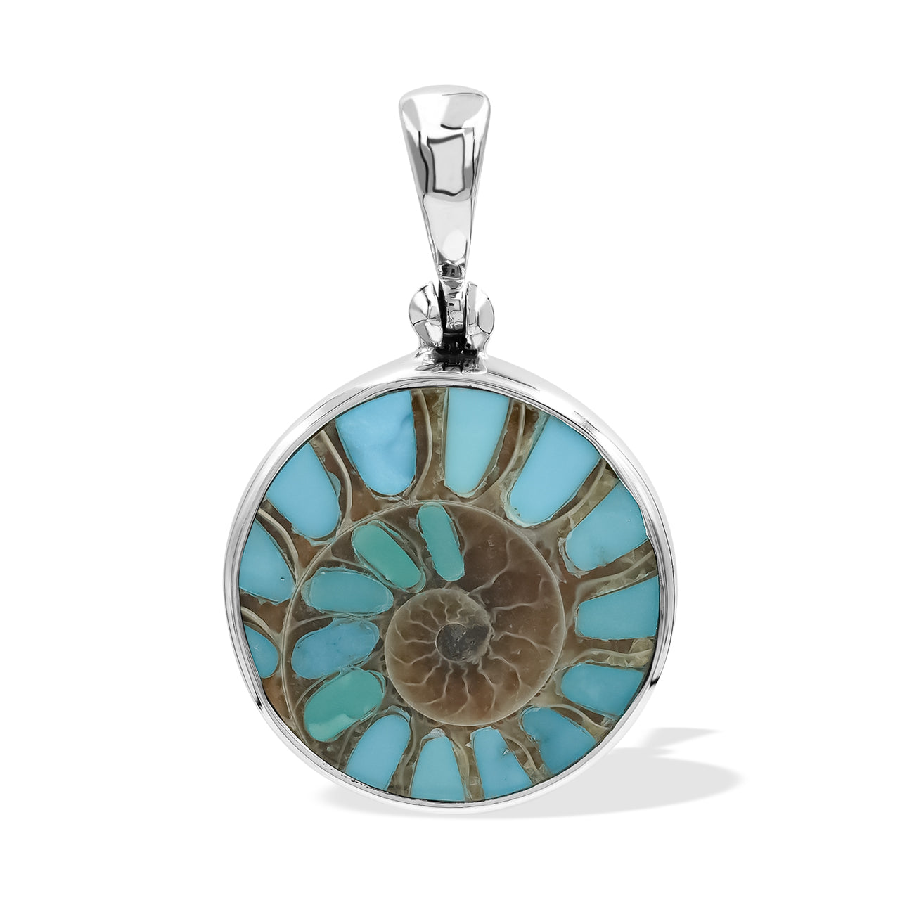 Ammonite with Sleeping Beauty Turquoise Pendant