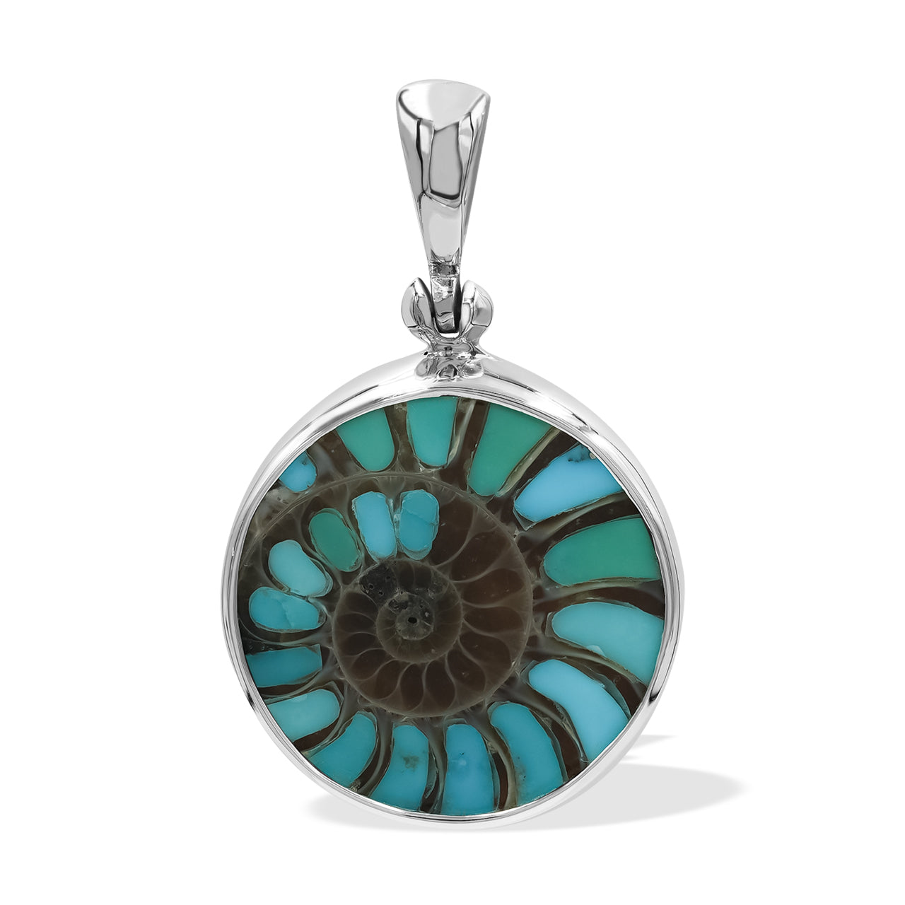 Ammonite with Sleeping Beauty Turquoise Pendant