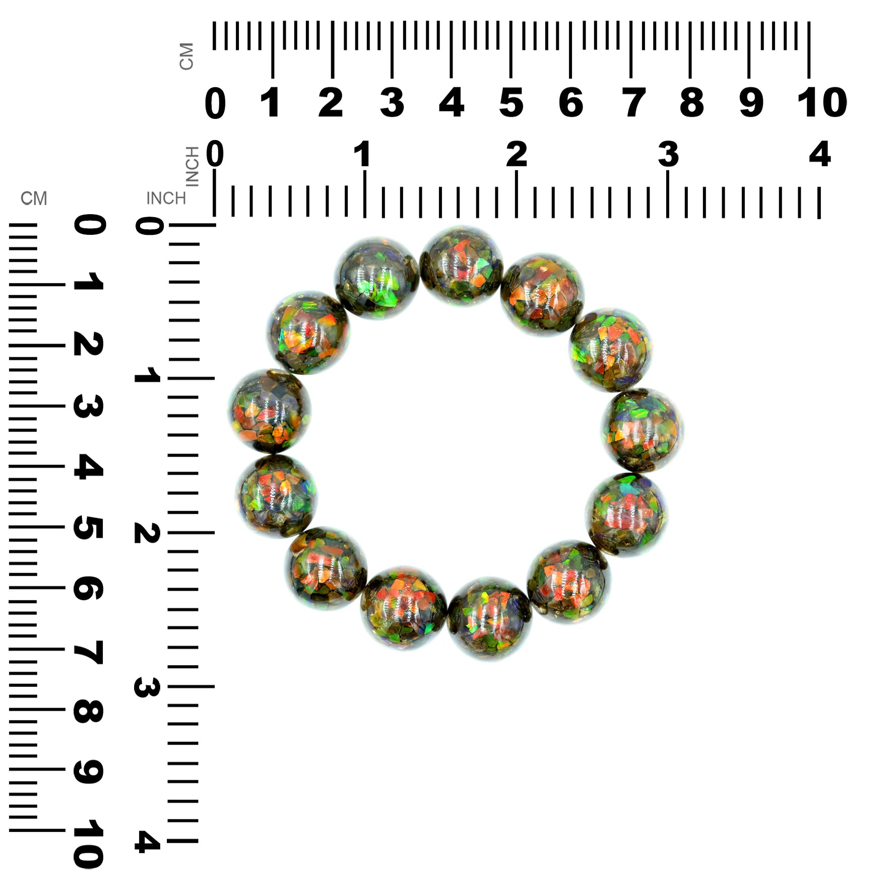 14mm Ammolite Beaded Elastic Bracelet