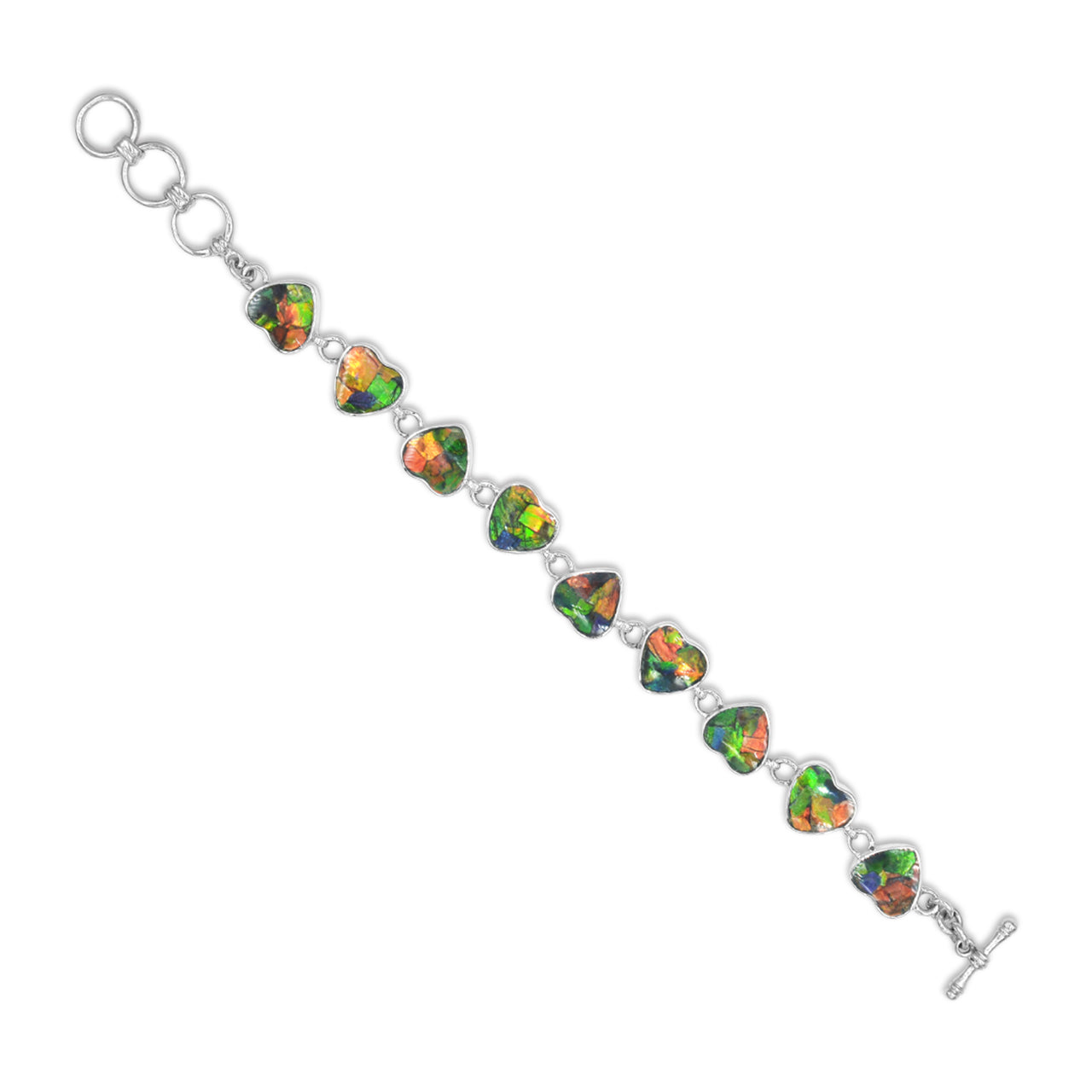 Ammolite Heart Bracelet in Sterling Silver