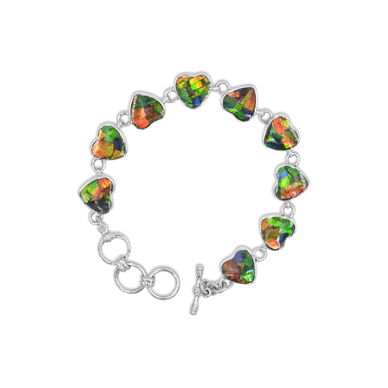 Ammolite Heart Bracelet in Sterling Silver