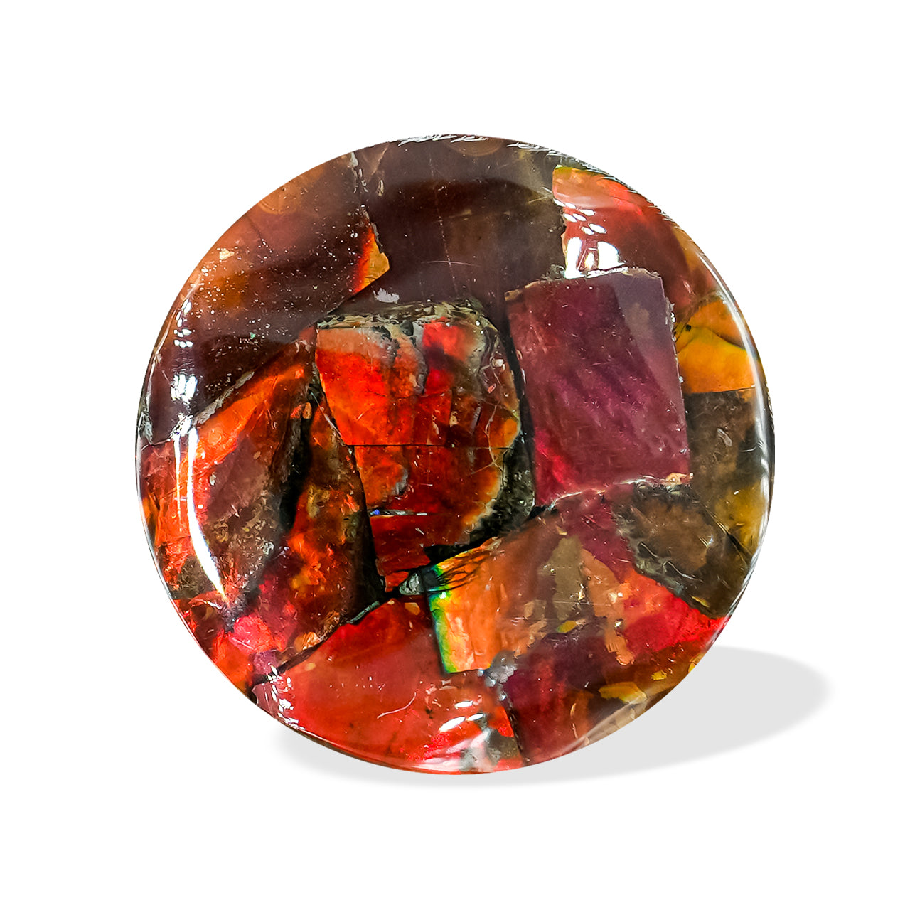 Red Ammolite Inlay Round Cabochon 25mm