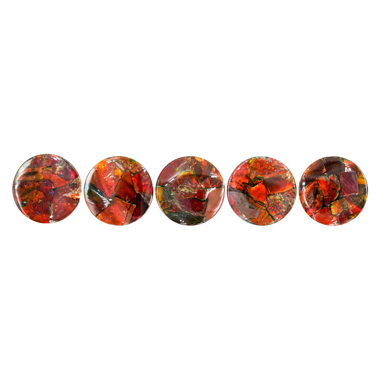 Red Ammolite Inlay Round Cabochon 25mm