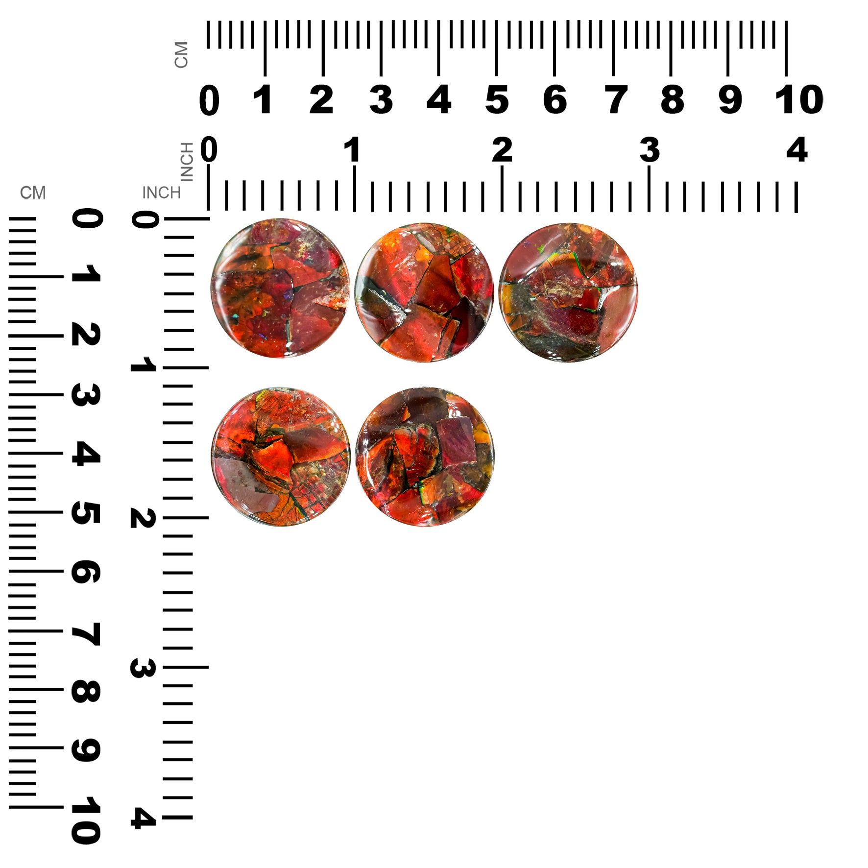 Red Ammolite Inlay Round Cabochon 25mm