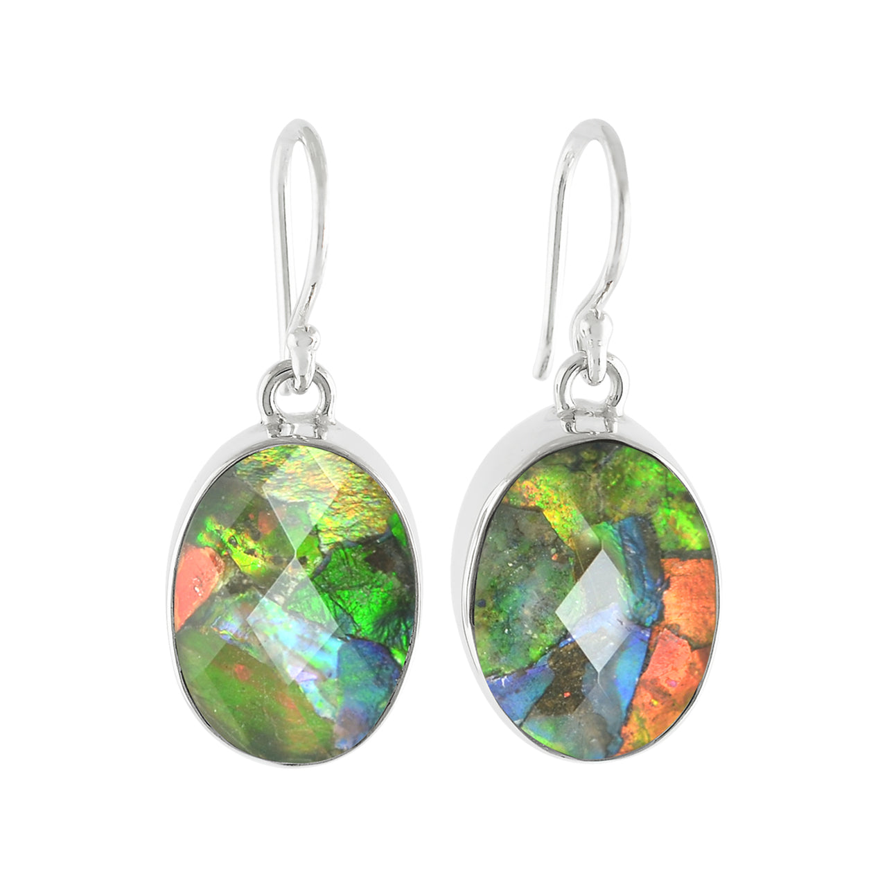 Ammolite with Faceted Crystal Top Earrings