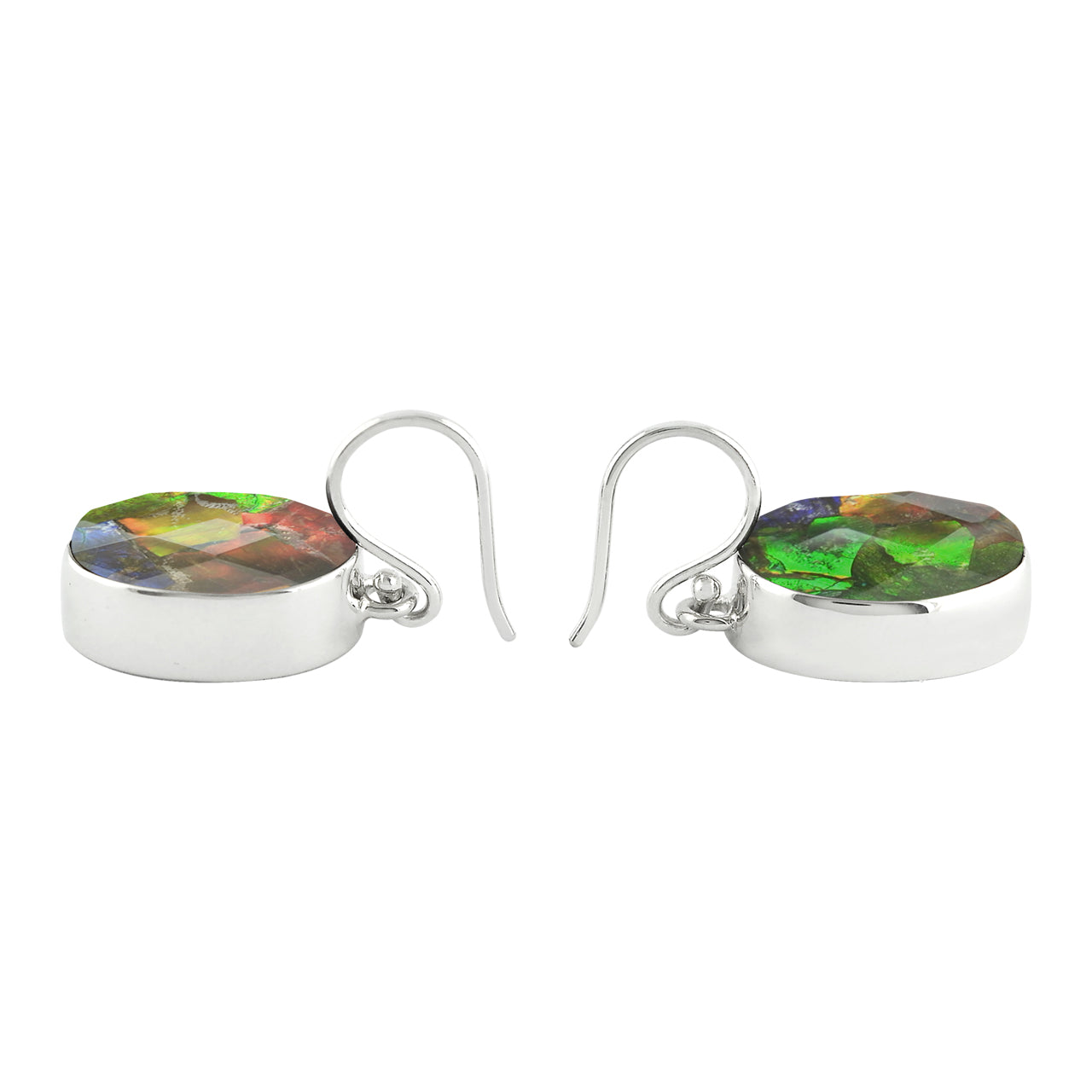 Ammolite with Faceted Crystal Top Earrings