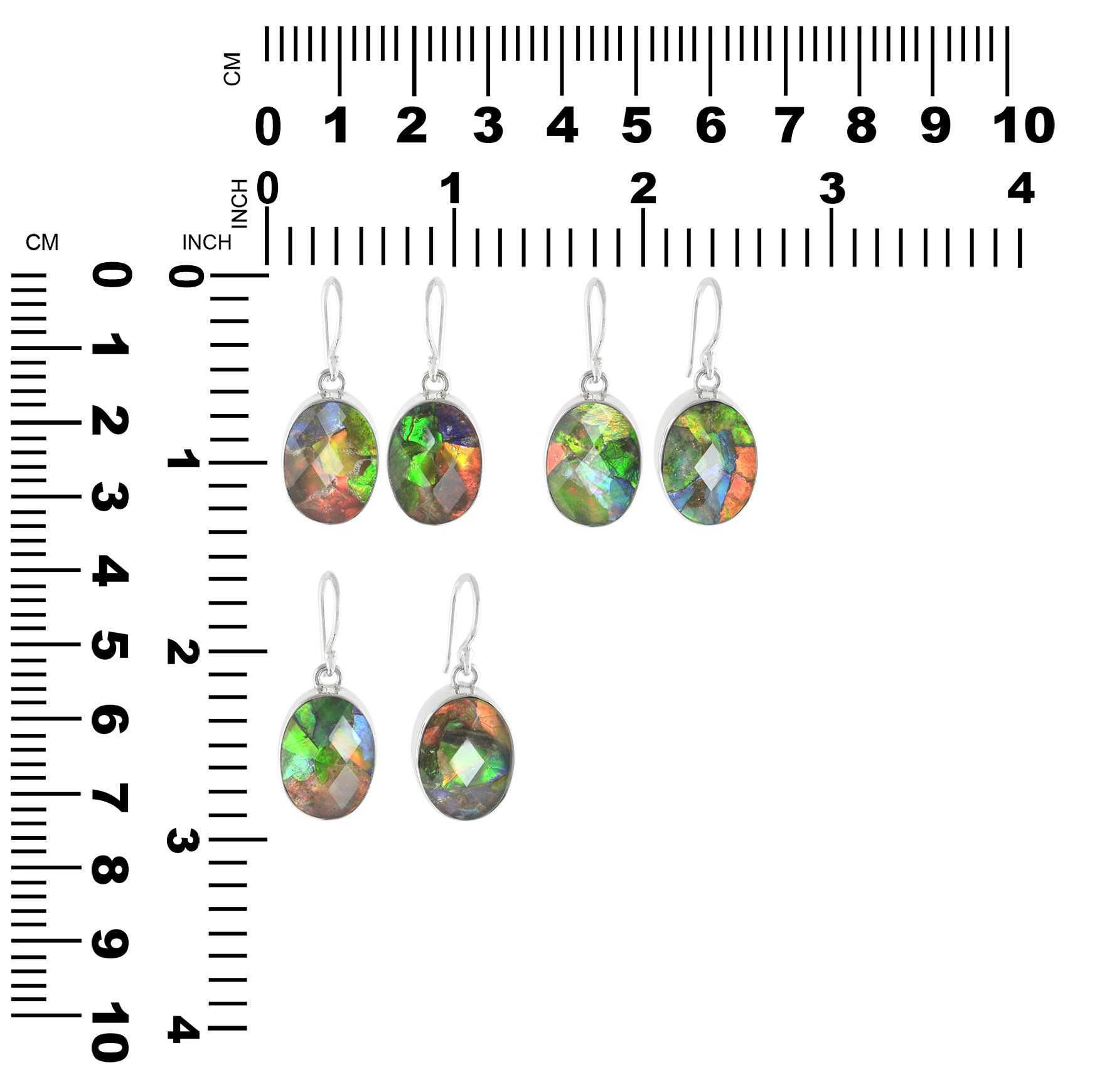 Ammolite with Faceted Crystal Top Earrings