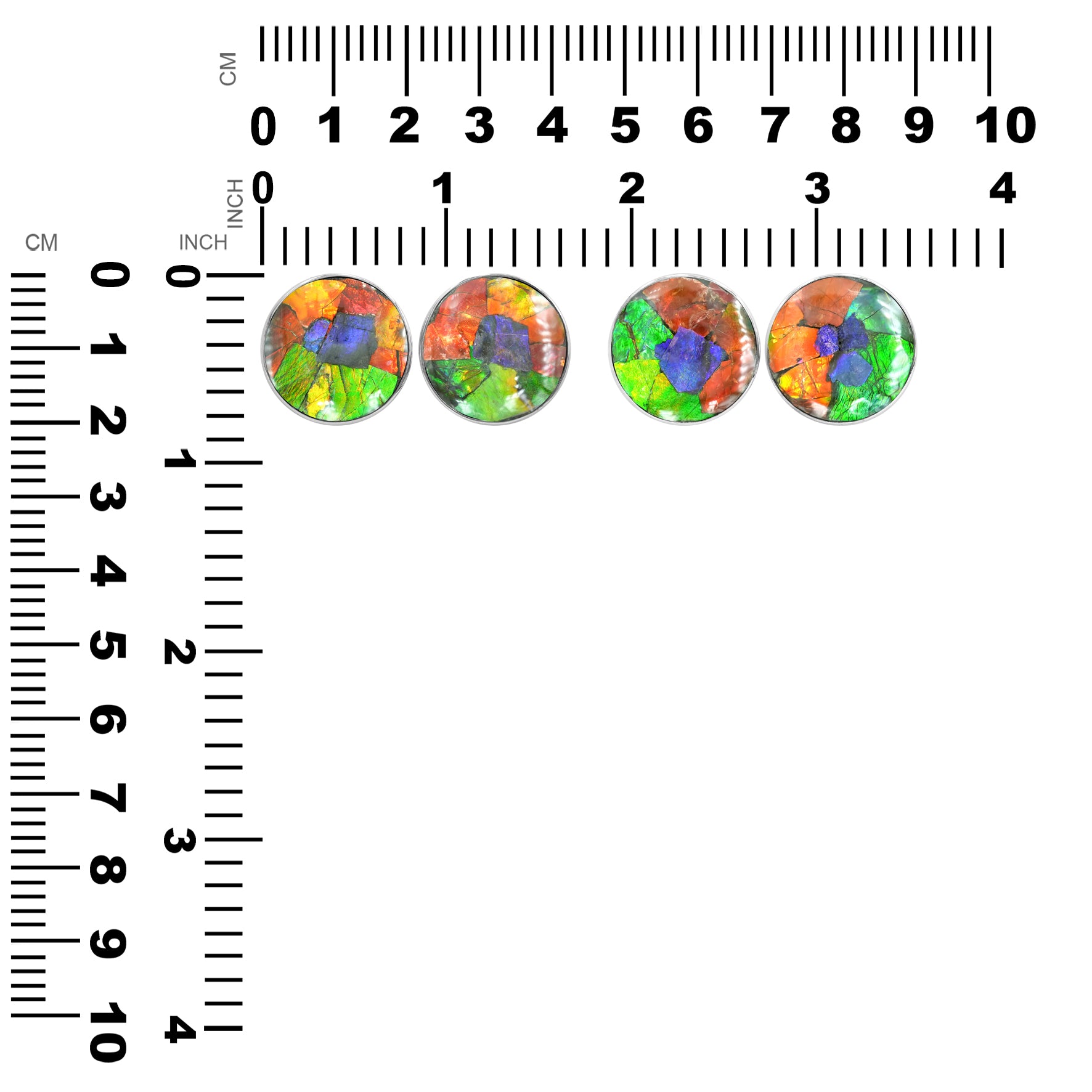 Round 20 mm Ammolite Post Style Earrings